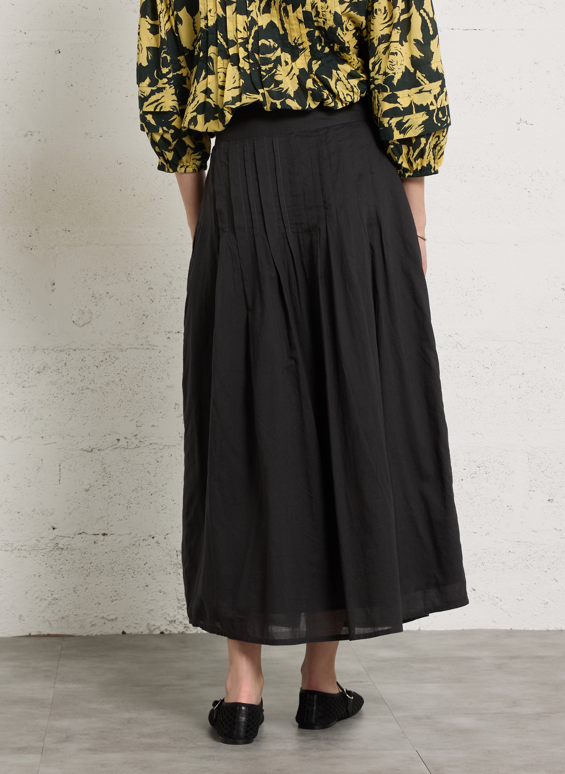 Long A-line organic cotton skirt LEON & HARPER Grey