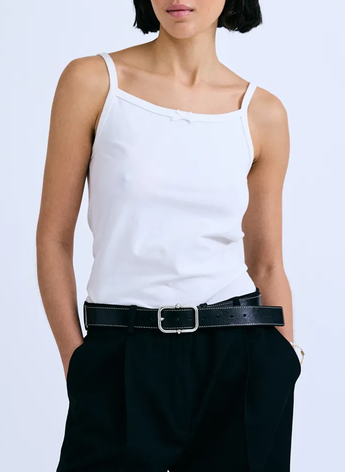 Débardeur uni en coton mélangé LOVE STORIES Blanc