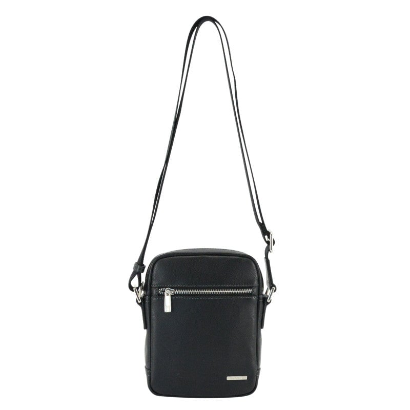 Crossbody bag in cowhide leather POURCHET Black