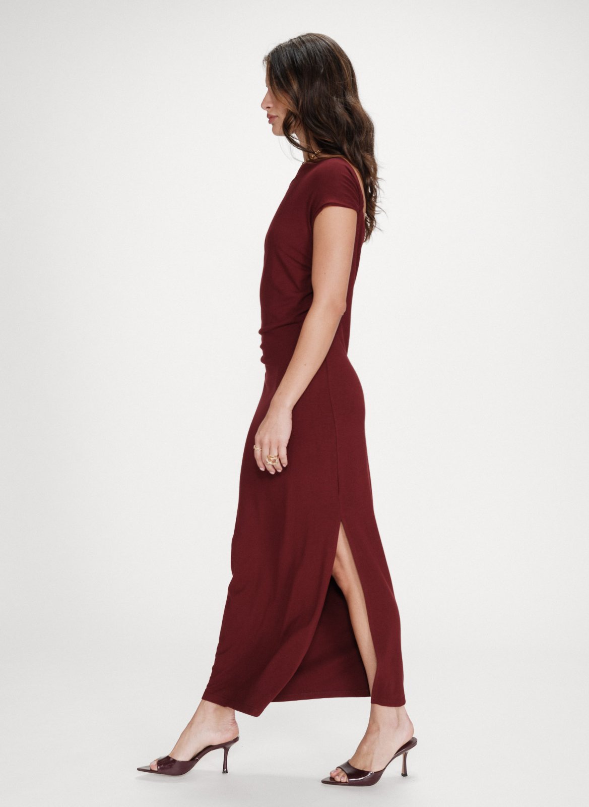 Maxikleid mit asymmetrischem Kragen GRACE ET MILA Rot