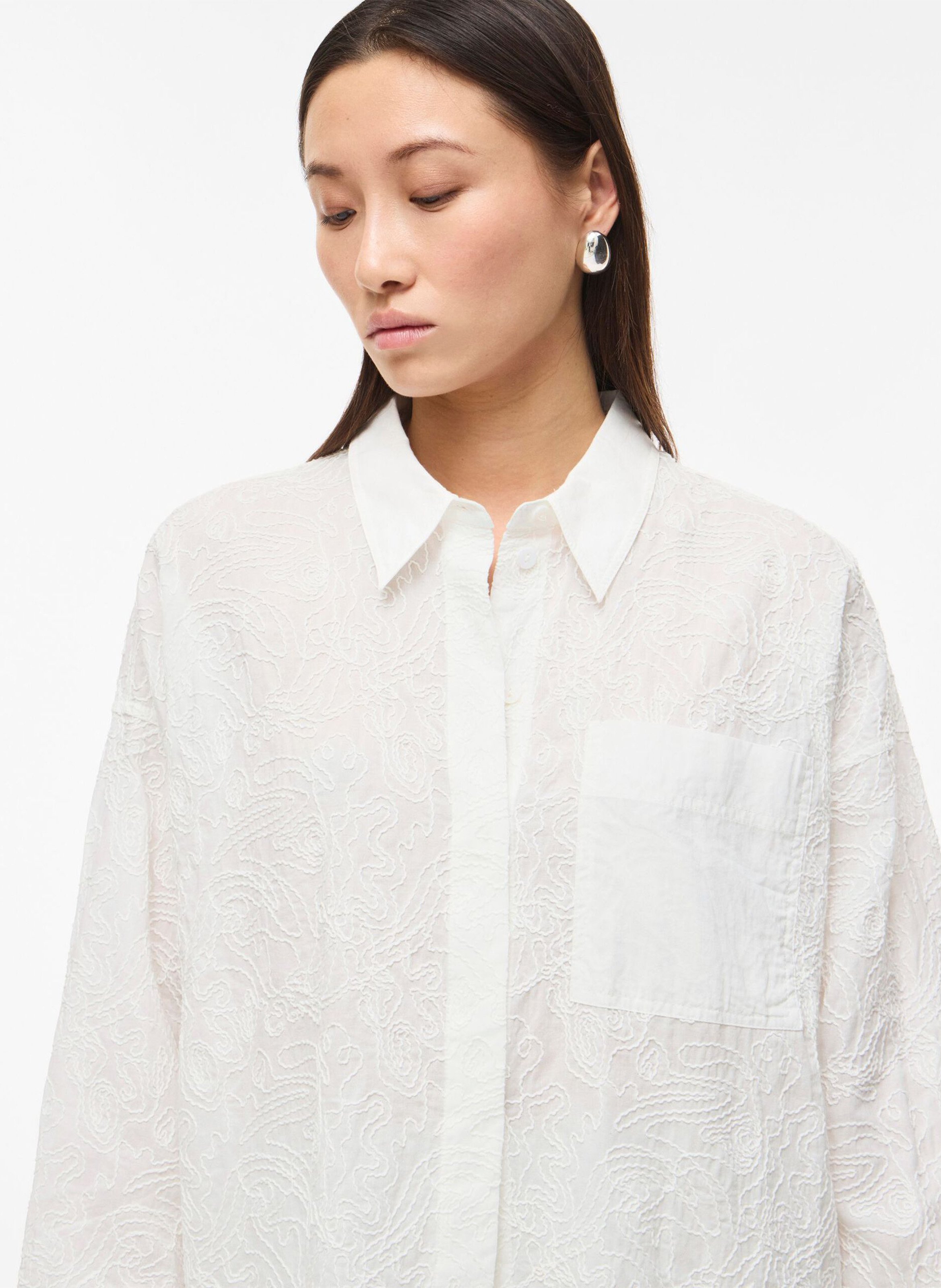 Chemise oversize en coton brodé ROUGE EDIT Beige