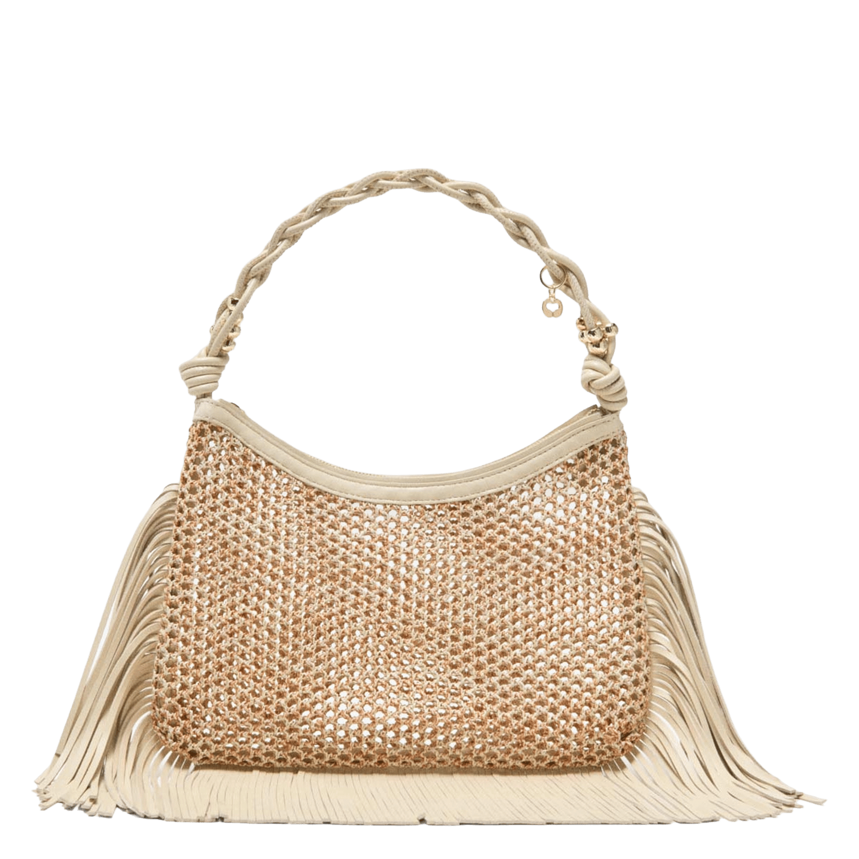 Sac hobe en cuir MAJE Beige