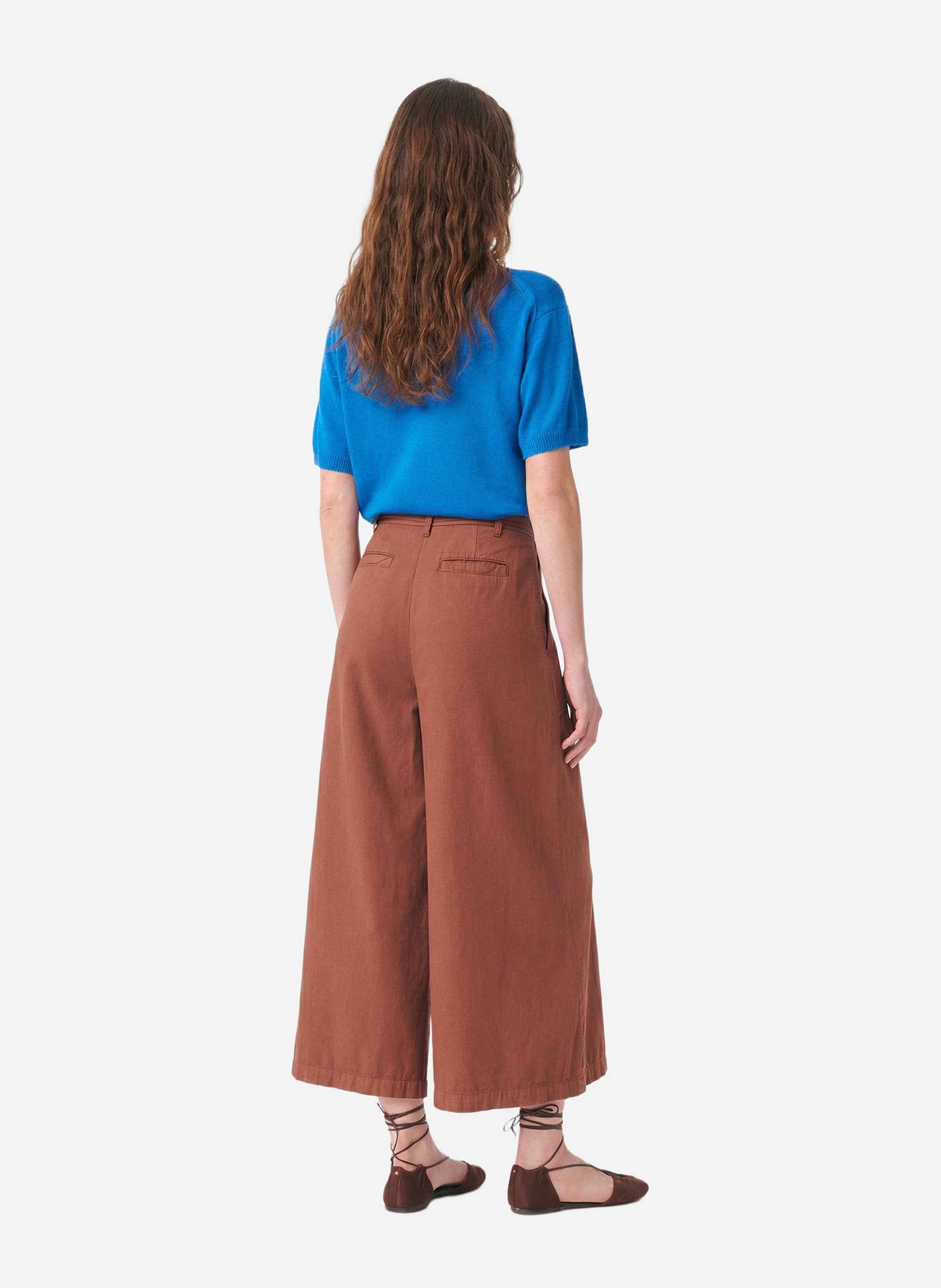 Pantalon large à poches uni VANESSA BRUNO Marron