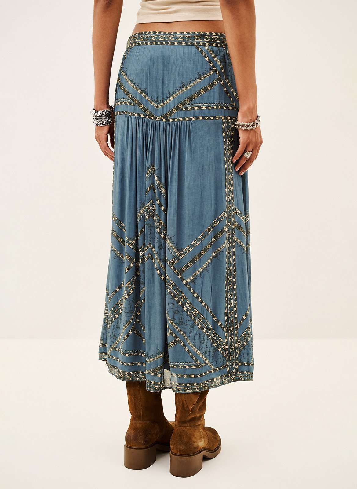 Gerade geschnittener Midirock mit Print BA&SH Blau