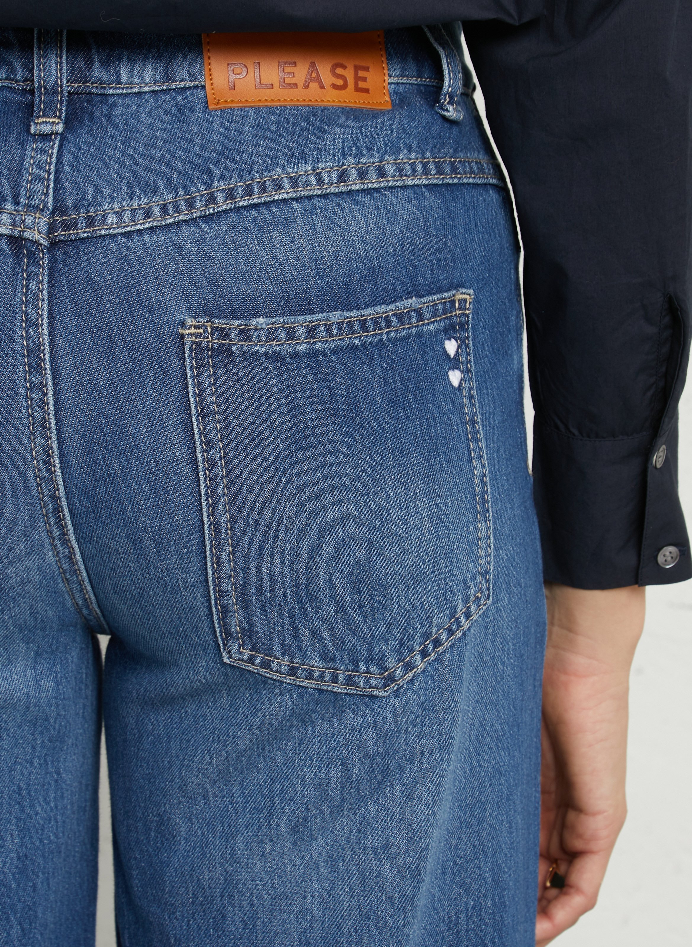 Straight-fit jeans van katoenmix PLEASE Blauw