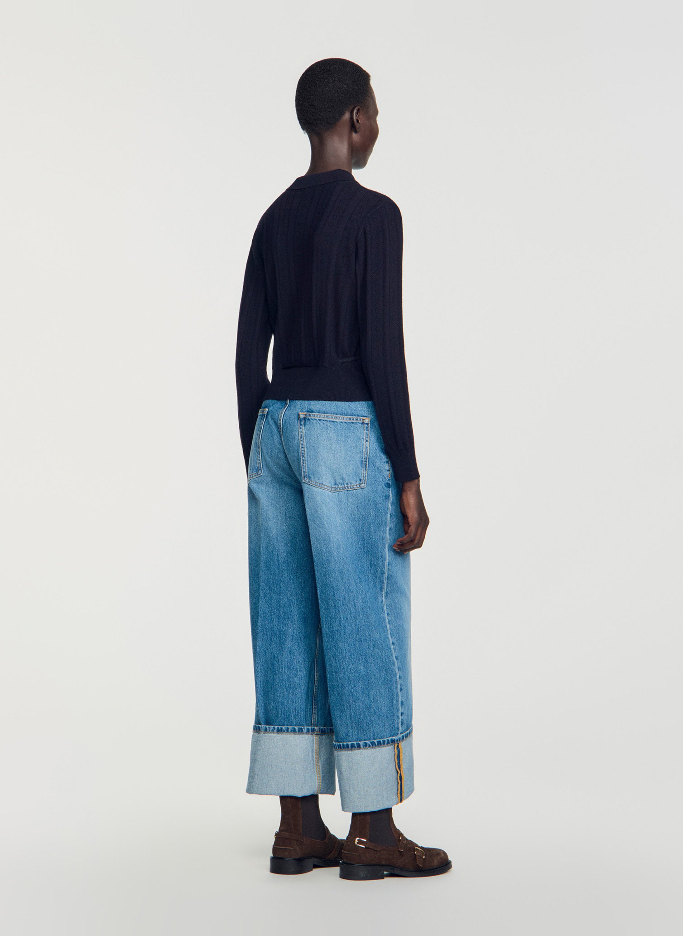 Recht vest met klassieke kraag van gemengde wol SANDRO Blauw