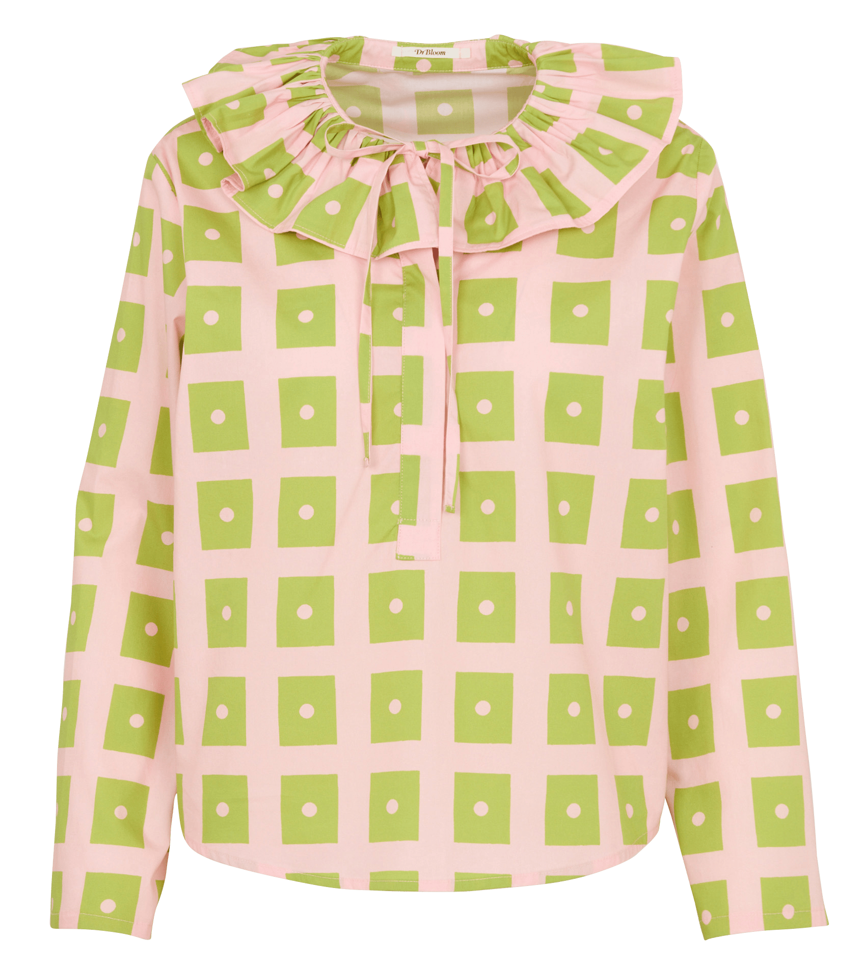 Gerade geschnittene Baumwollbluse mit Bubikragen und Vichy-Print DR BLOOM
