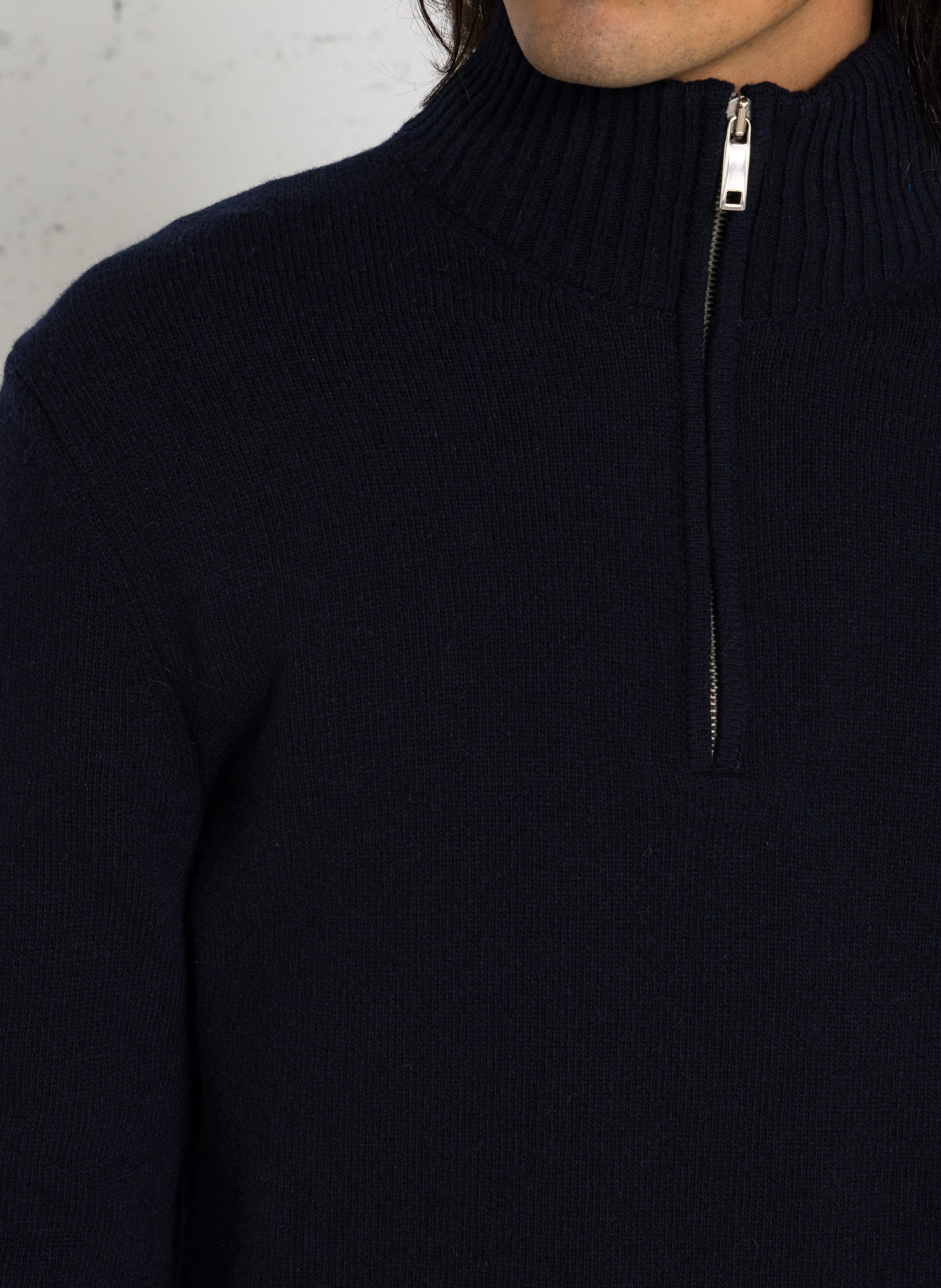 Pull droit col cheminé en laine mélangée AU PRINTEMPS PARIS Bleu