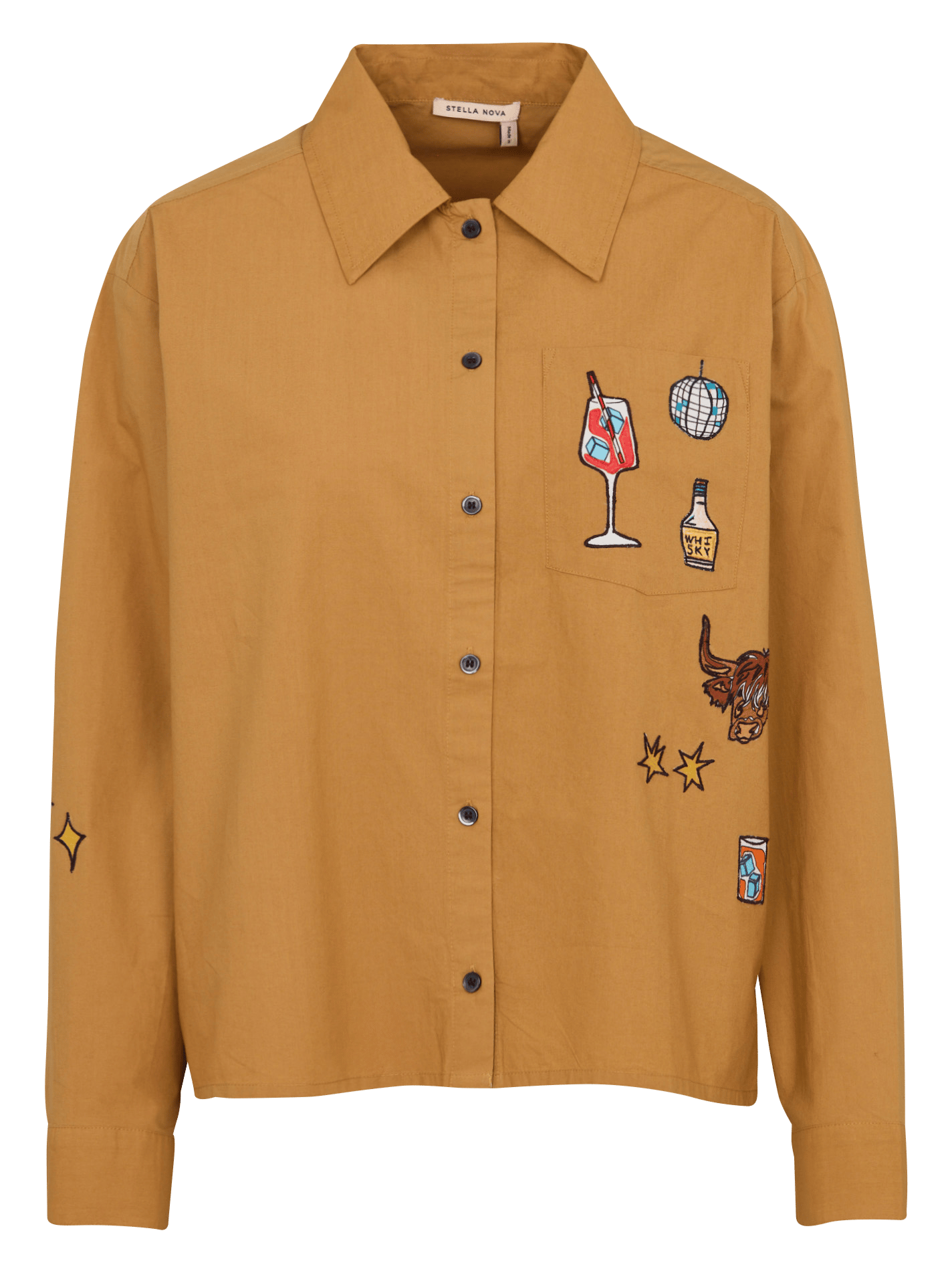 Chemise ample col classique brodée en coton bio STELLA NOVA