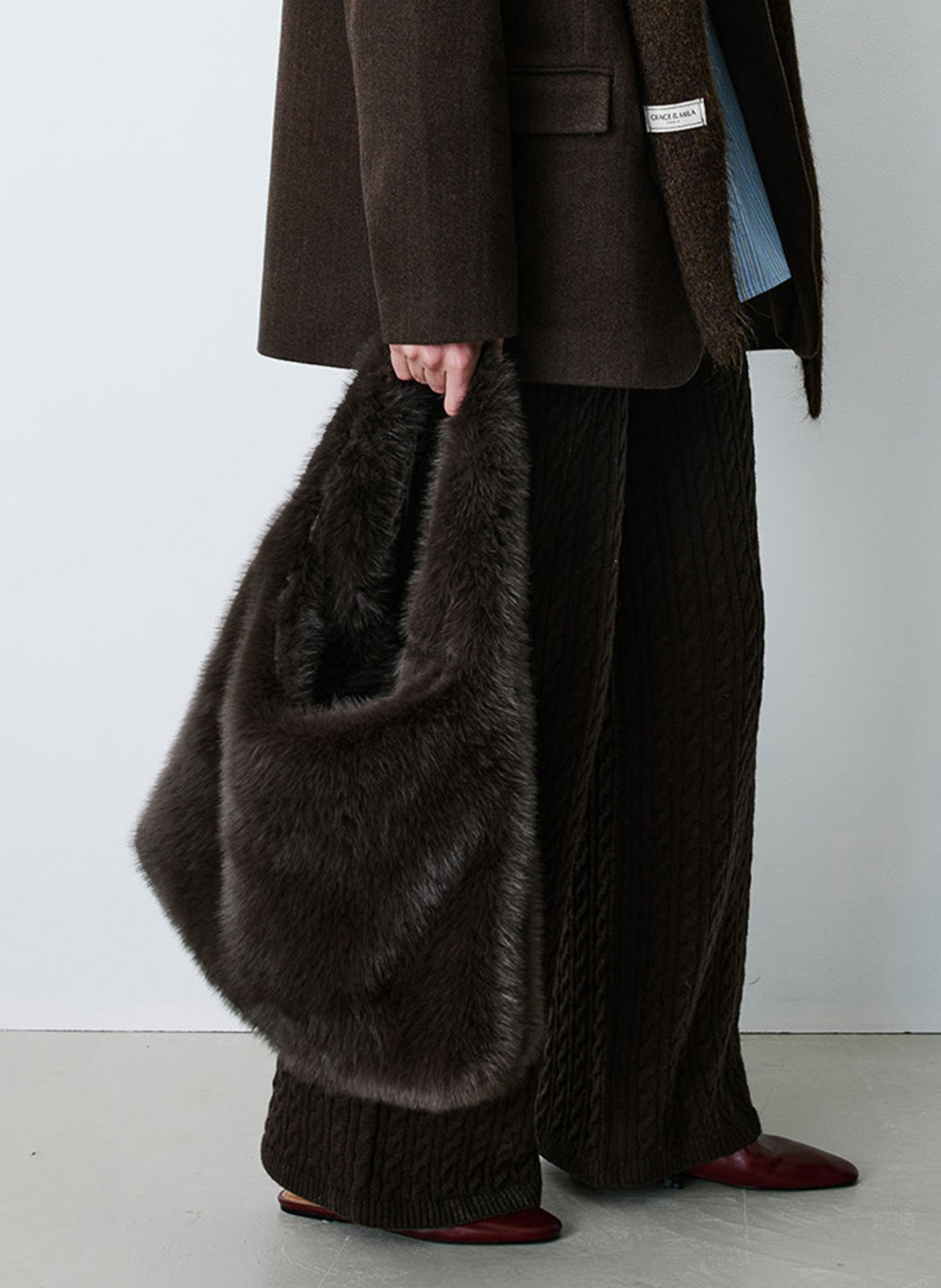 Faux fur shoulder bag GRACE ET MILA Brown