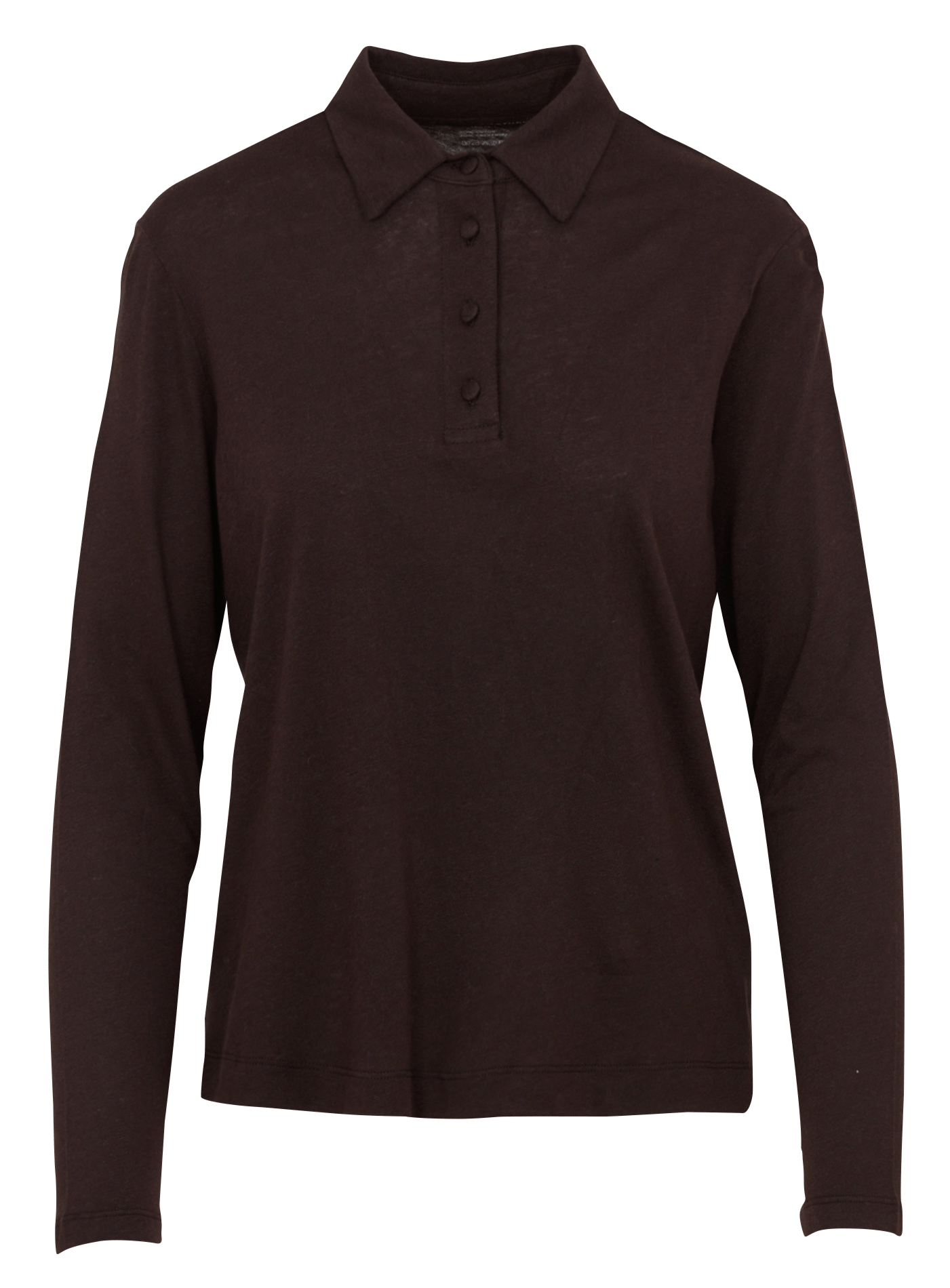 Polo droit en coton et cachemire MAJESTIC FILATURES Marron