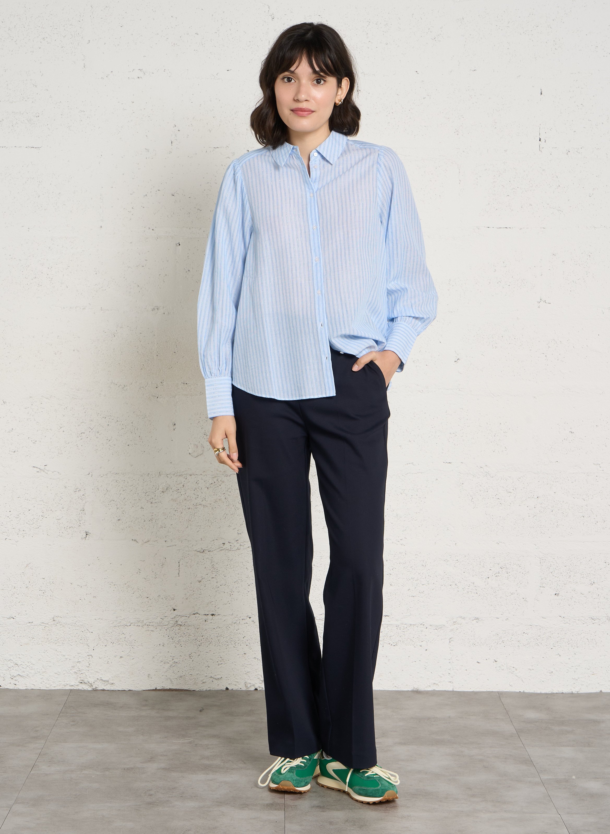 Pantalon droit en coton mélangé SUD EXPRESS Bleu