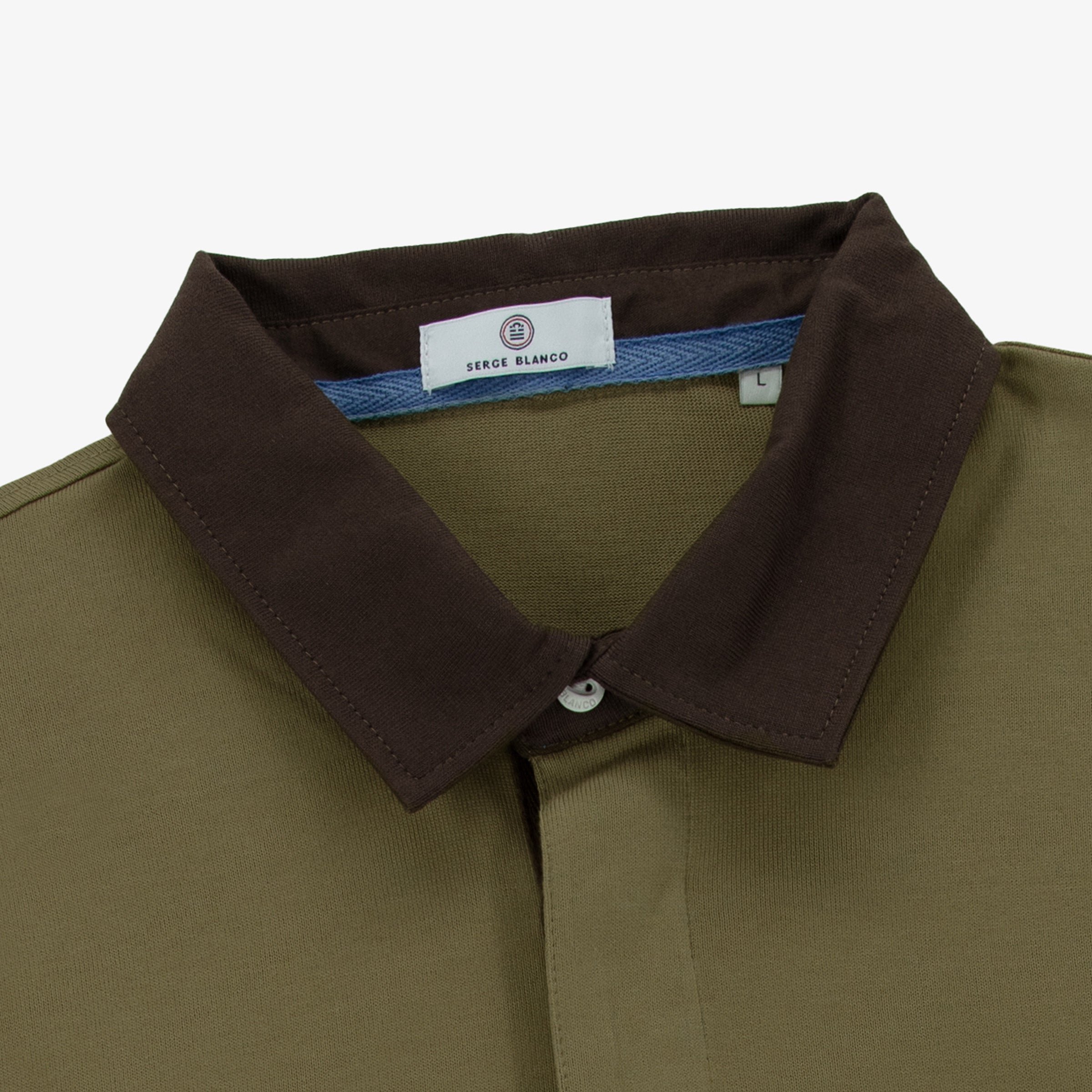 Long-sleeved cotton rugby shirt SERGE BLANCO Khaki