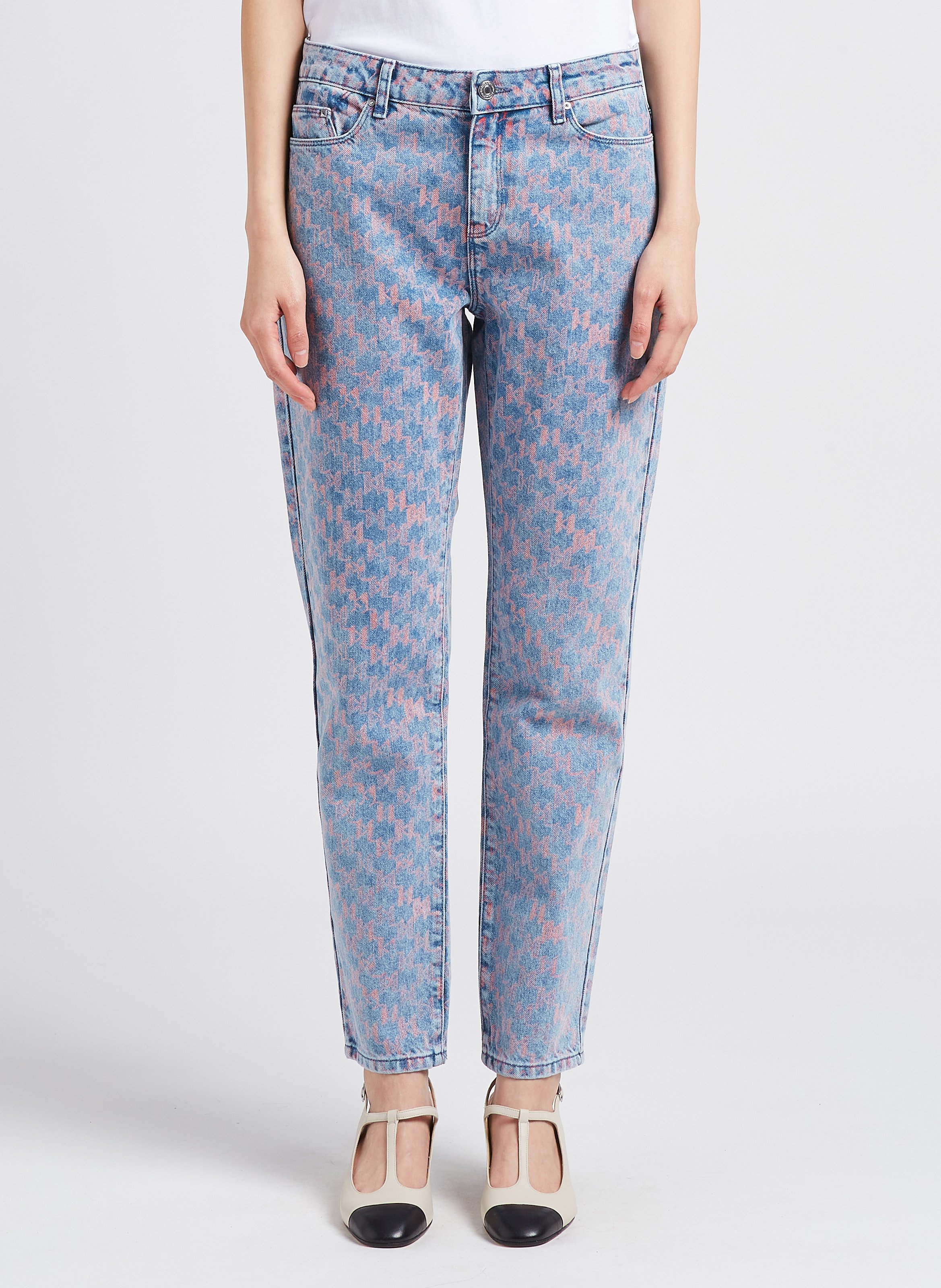 Cotton-blend straight-leg jeans KARL LAGERFELD Faded jeans