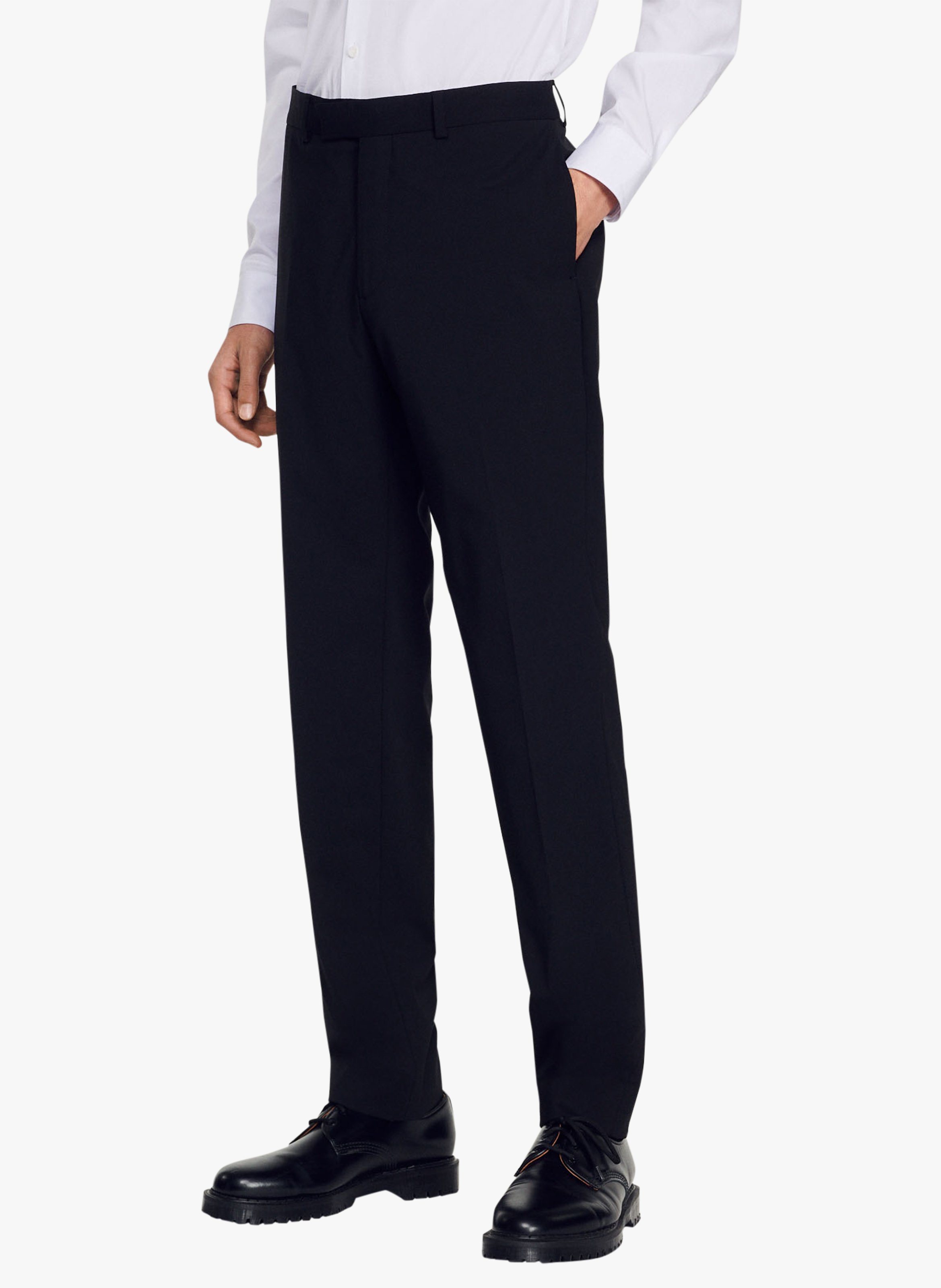 Pantalon de costume regular-fit en laine SANDRO Noir