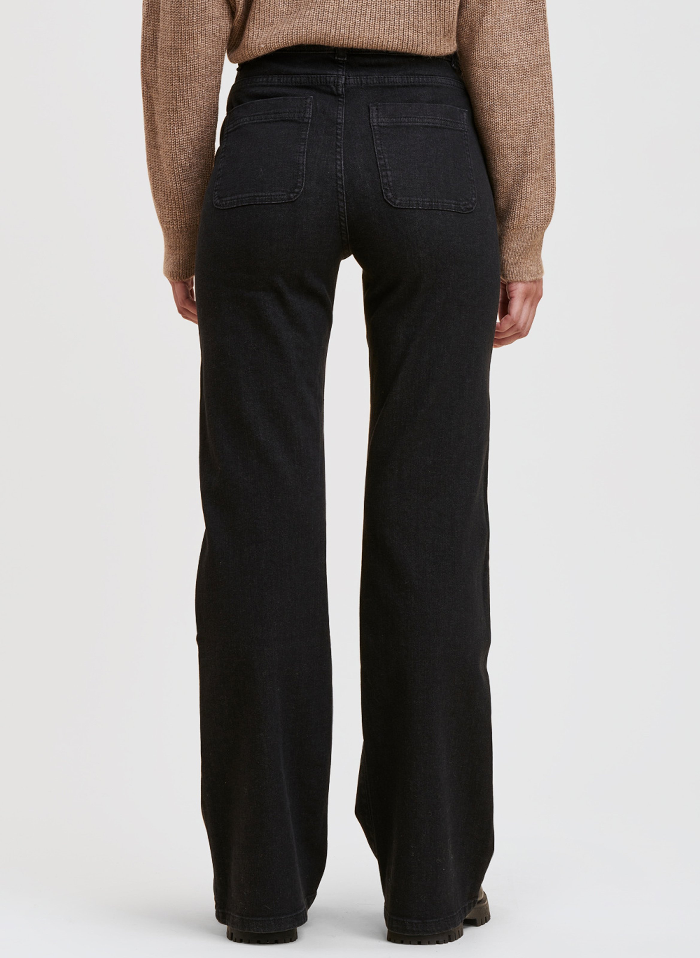 Jean bootcut taille haute en coton biologique mélangé LA FEE MARABOUTEE Noir