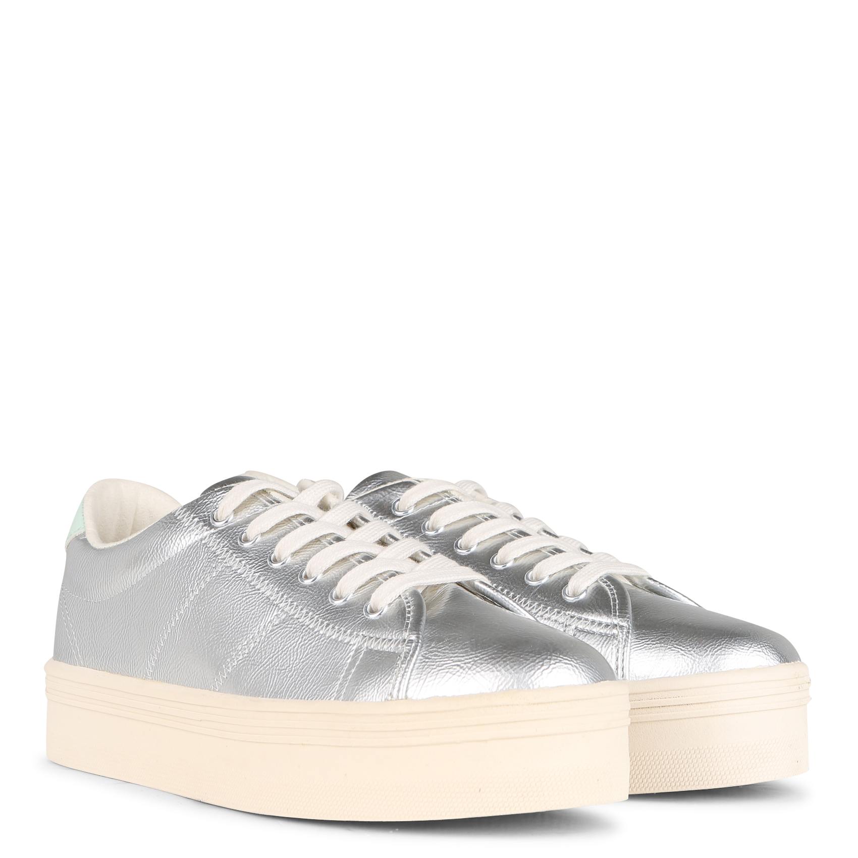 Baskets basses compensées à lacets NO NAME Argent