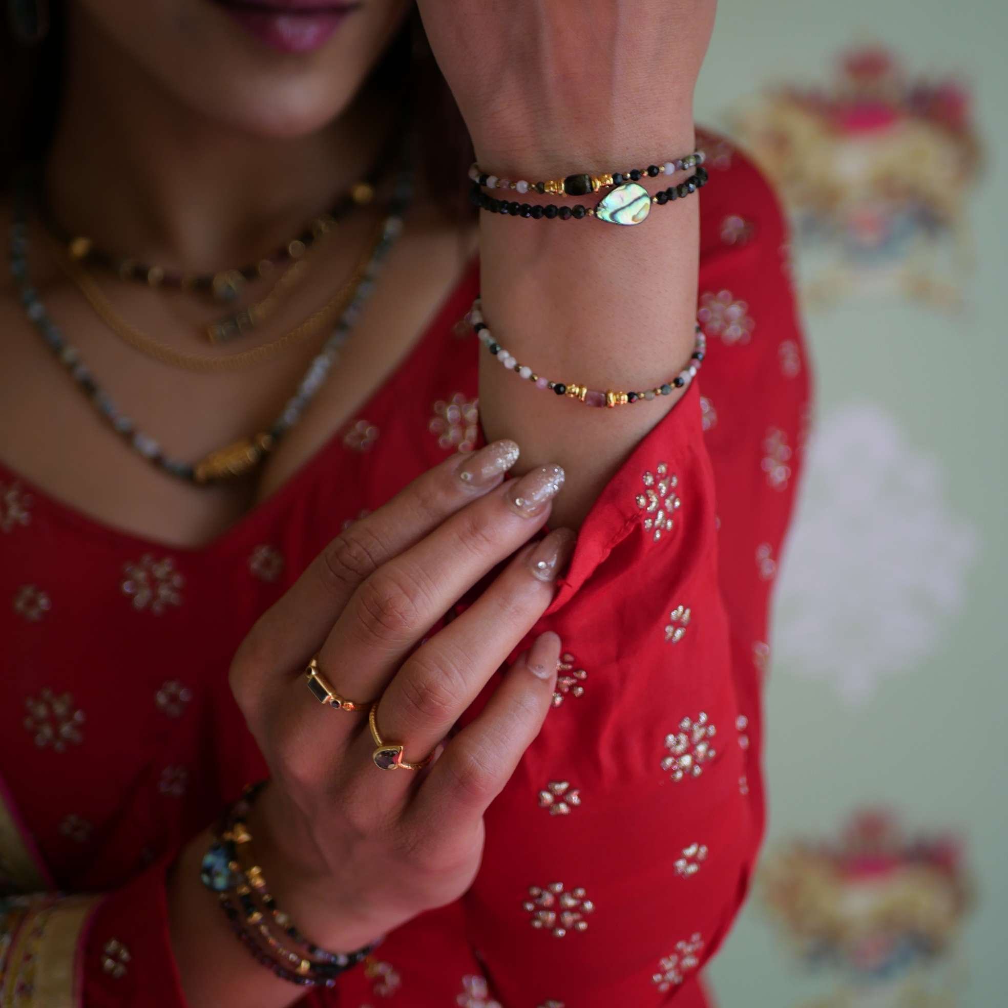 Abalone mother-of-pearl and tourmaline bracelet GINANDGER Green