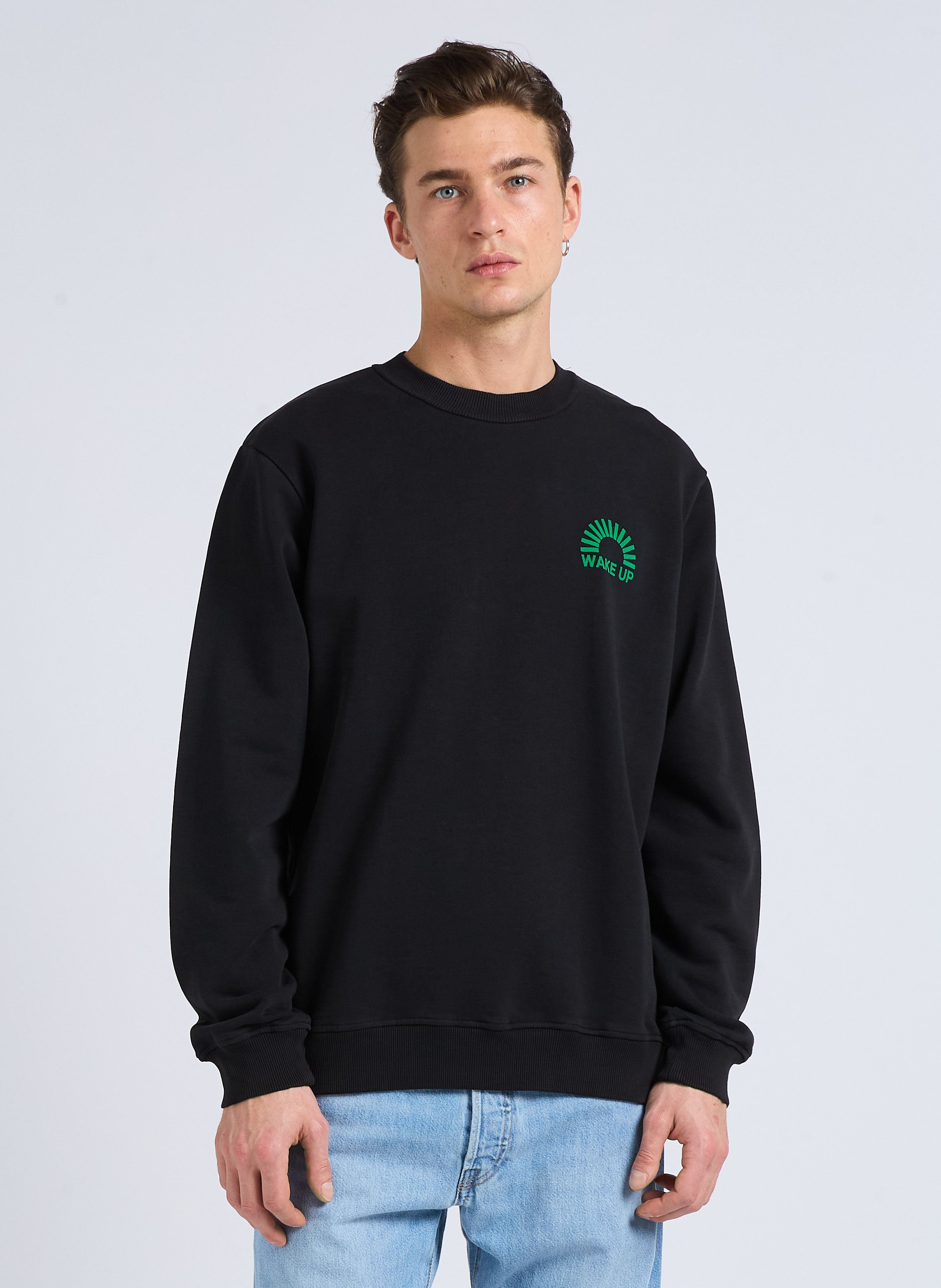 Regular-fit organic cotton sweater THINKING MU Black