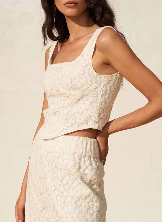 Square neck top in cotton blend FETE IMPERIALE Beige