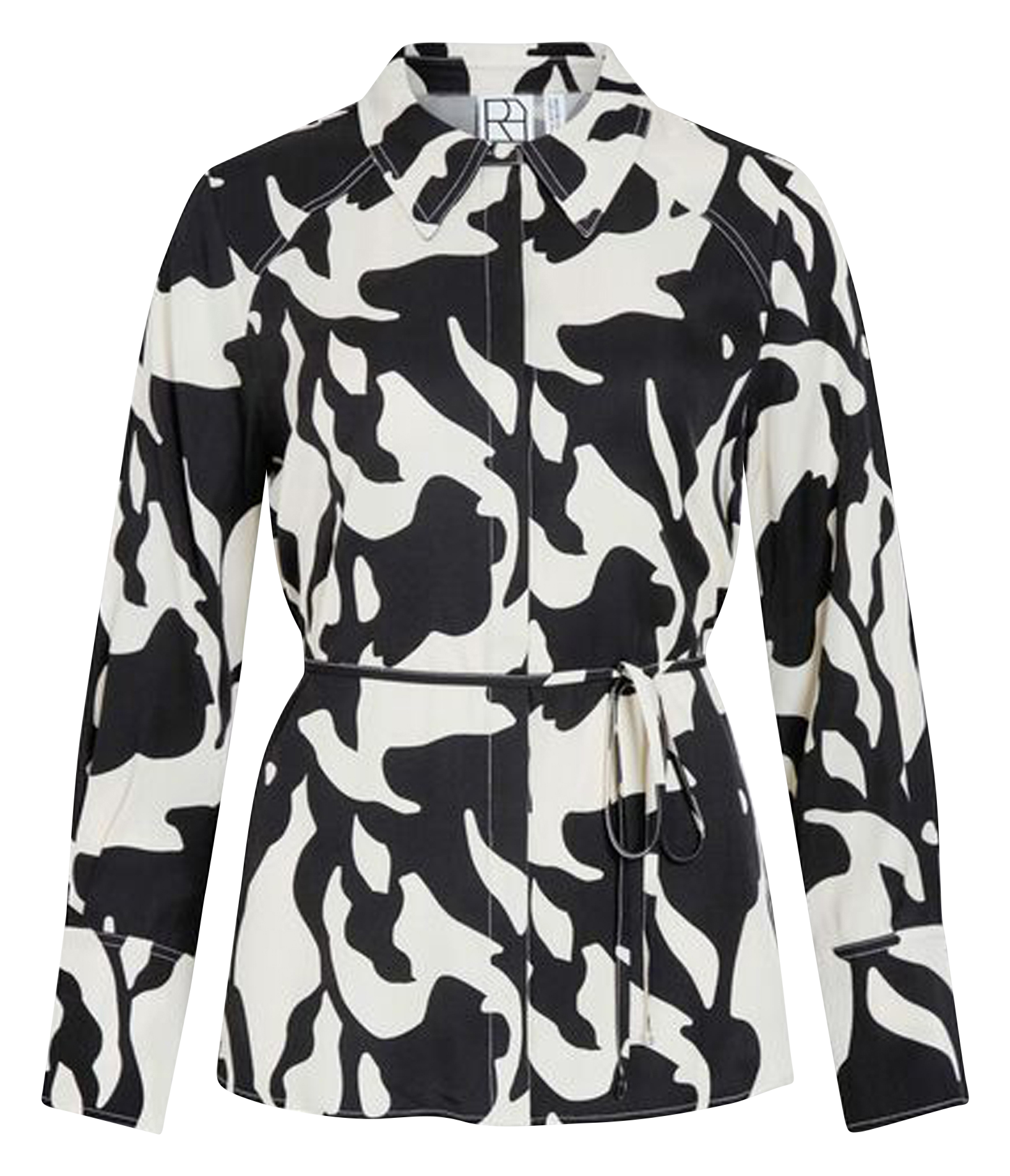 Printed belted shirt ROUGE EDIT Beige