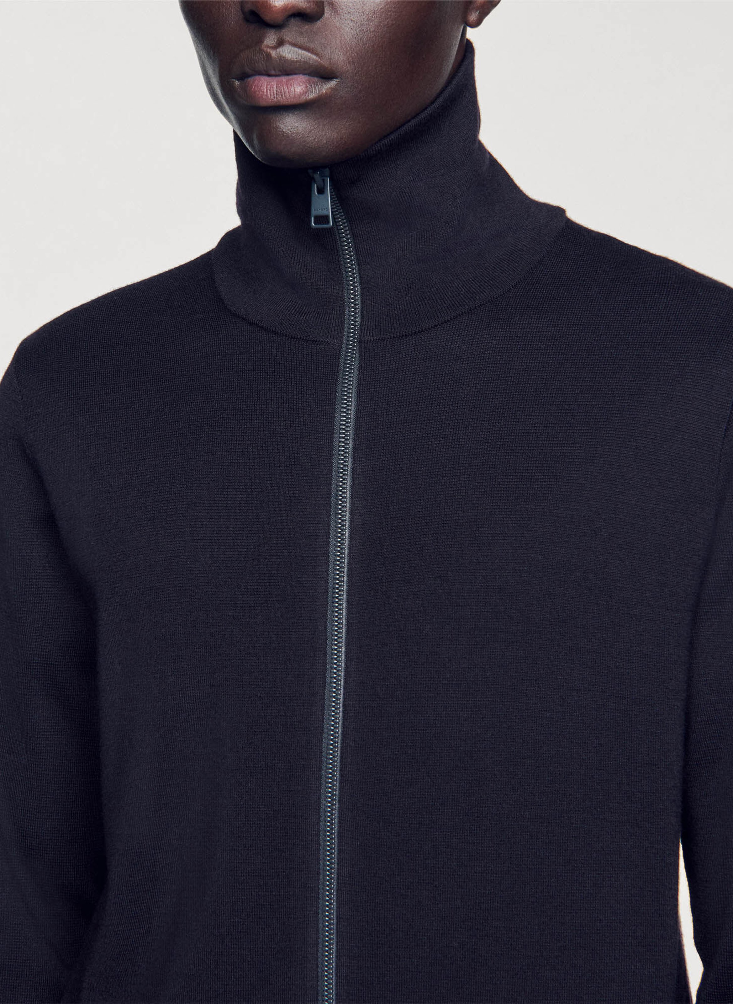 Gilet zippé en laine SANDRO Bleu