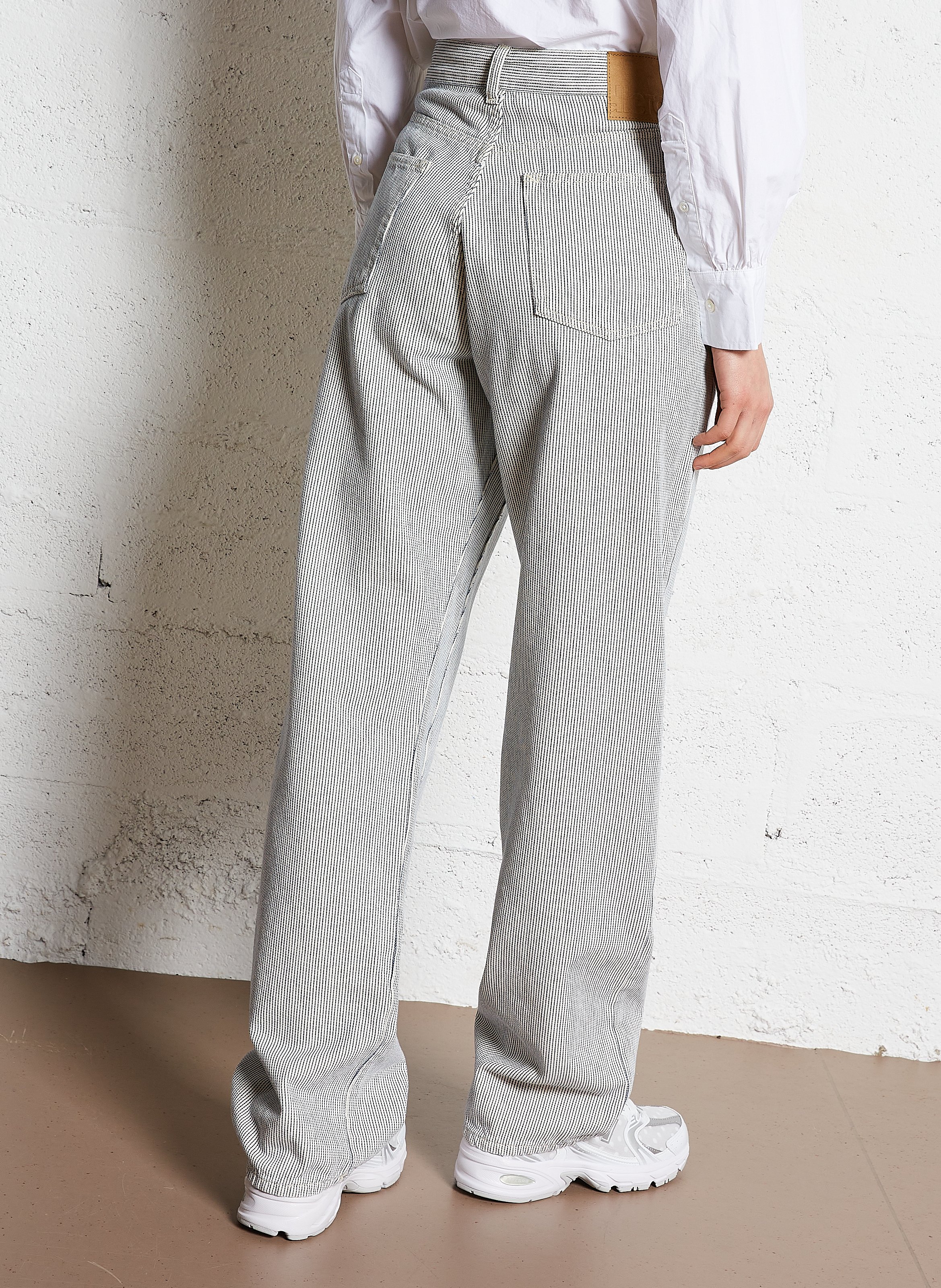 Rechte jeans van gestreepte katoen BELLEROSE Wit