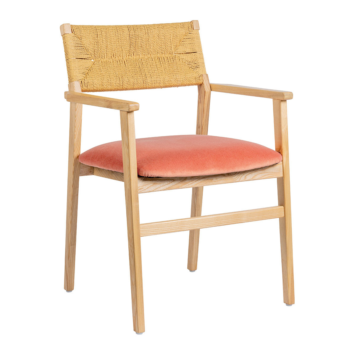 Chaise paloma en corde de papier et velours - framboise BLANC D'IVOIRE Rose