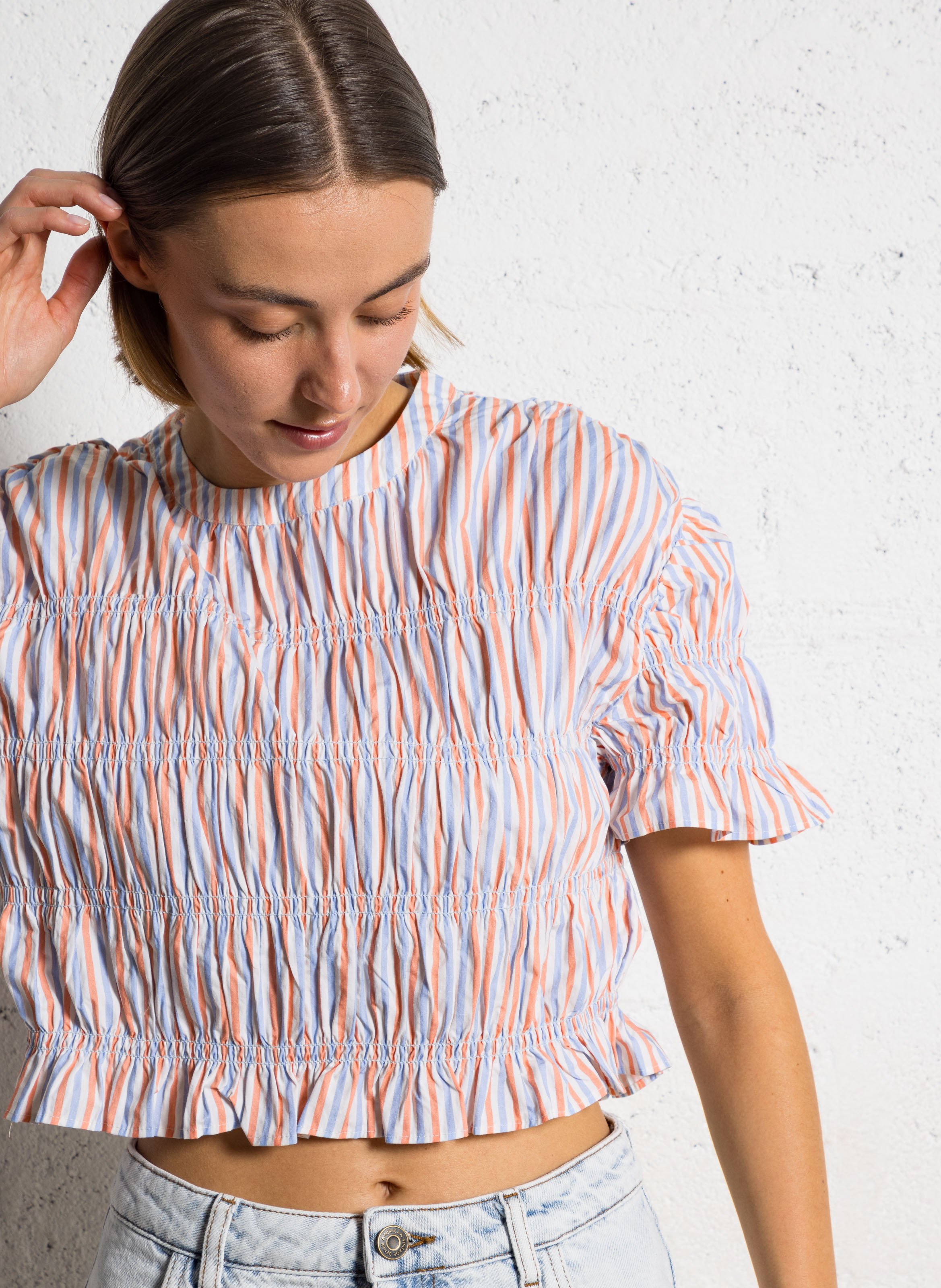 Loose-fit check cotton blouse THE TINY BIG SISTER Multicolored