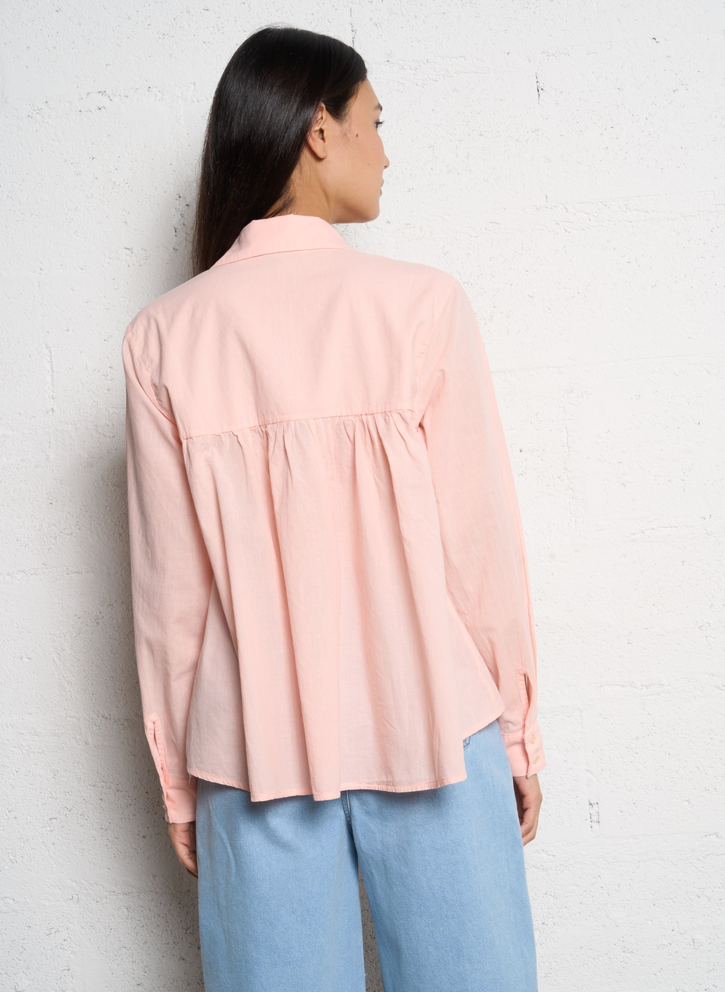 Cotton blouse with classic collar TINSELS Pink