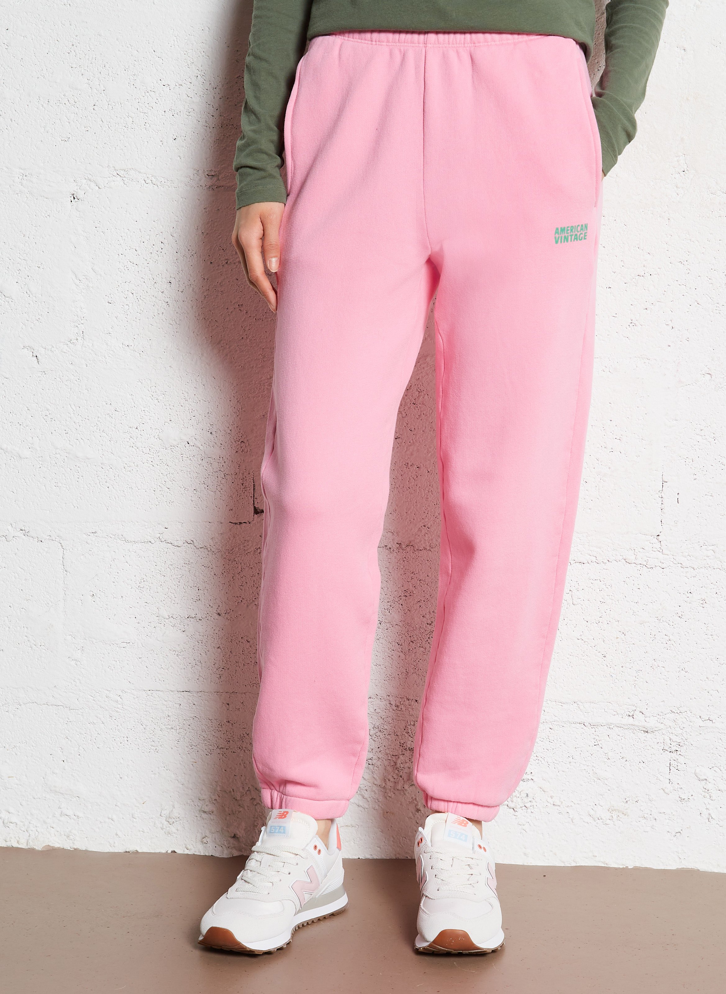 High-waisted cotton-blend joggers AMERICAN VINTAGE Pink