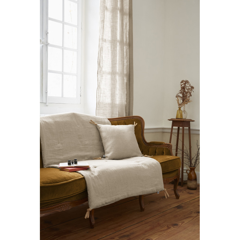 Cotton gauze bedspread or end-of-bed throw L'EFFET PAPILLON Beige