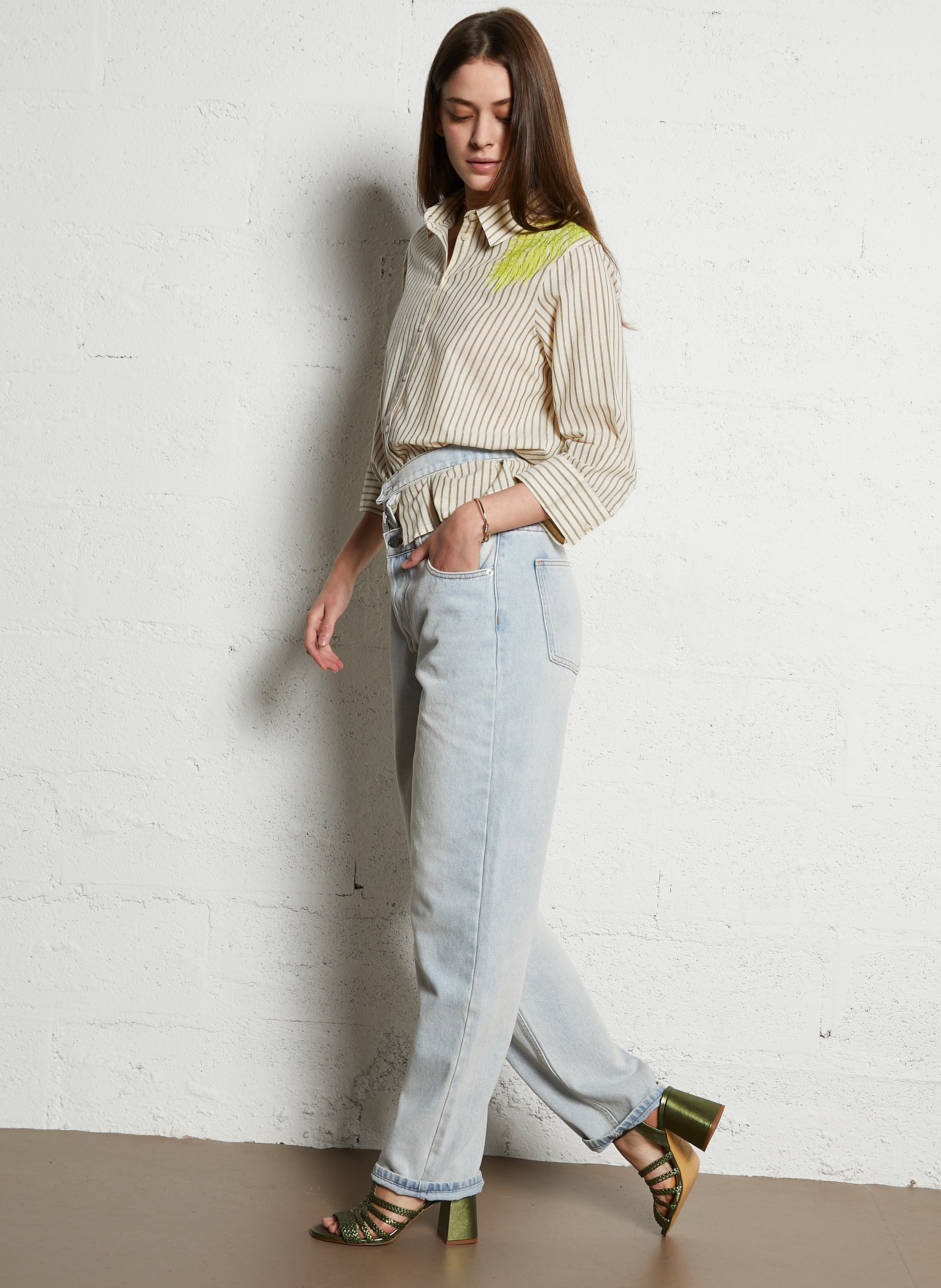 Sandales hautes en cuir NAGUISA Vert