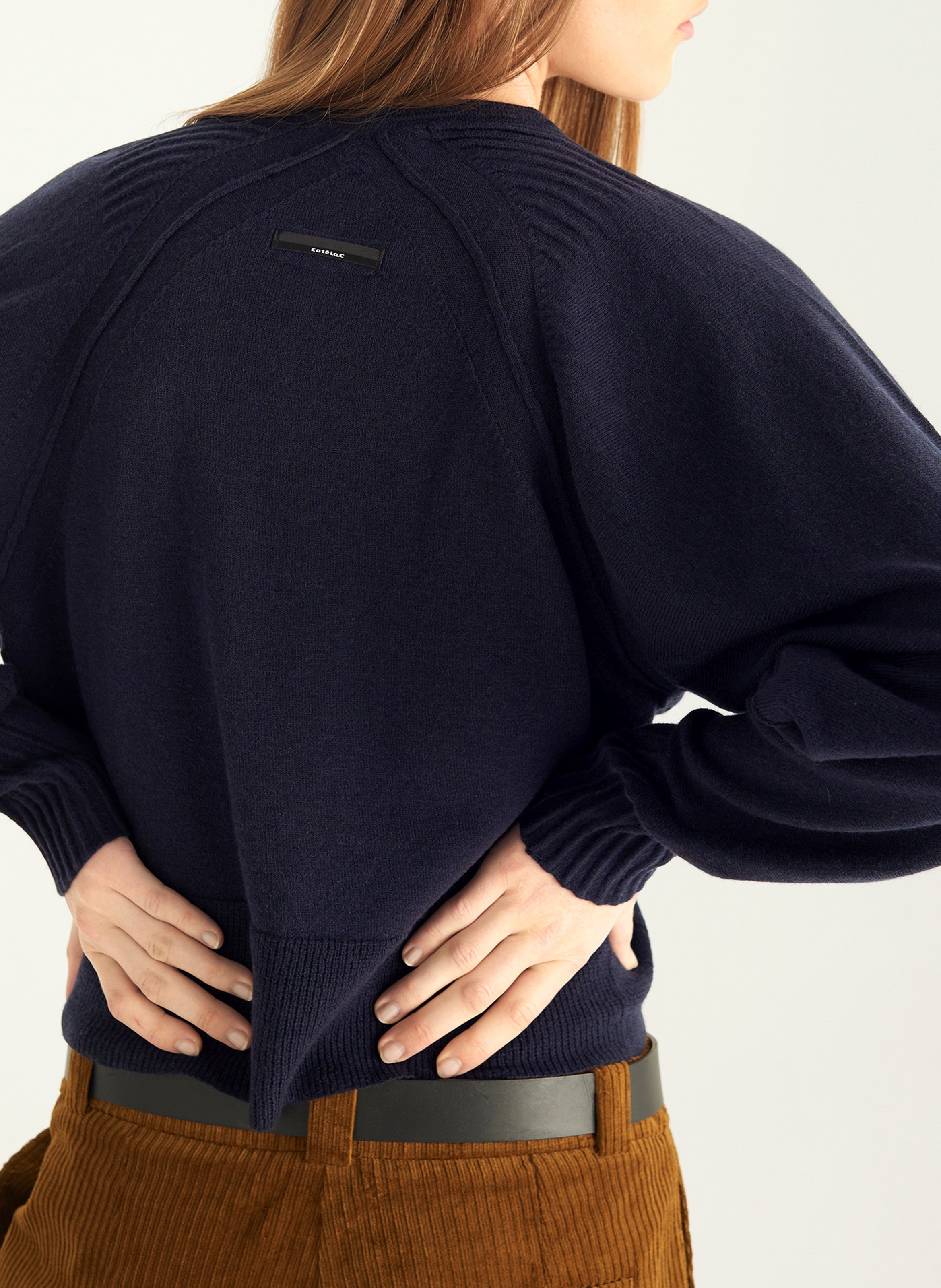 Rechte trui met ronde hals van wol COTELAC Blauw