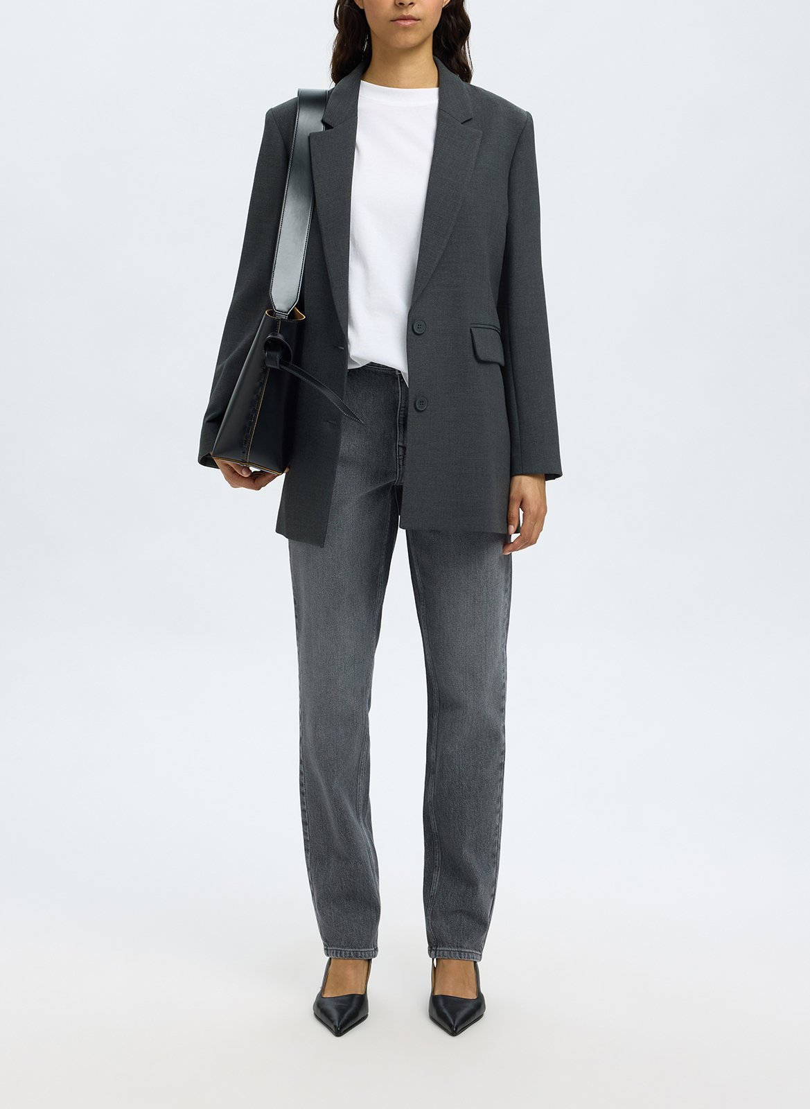 Jean flare délavé  SELECTED Gris