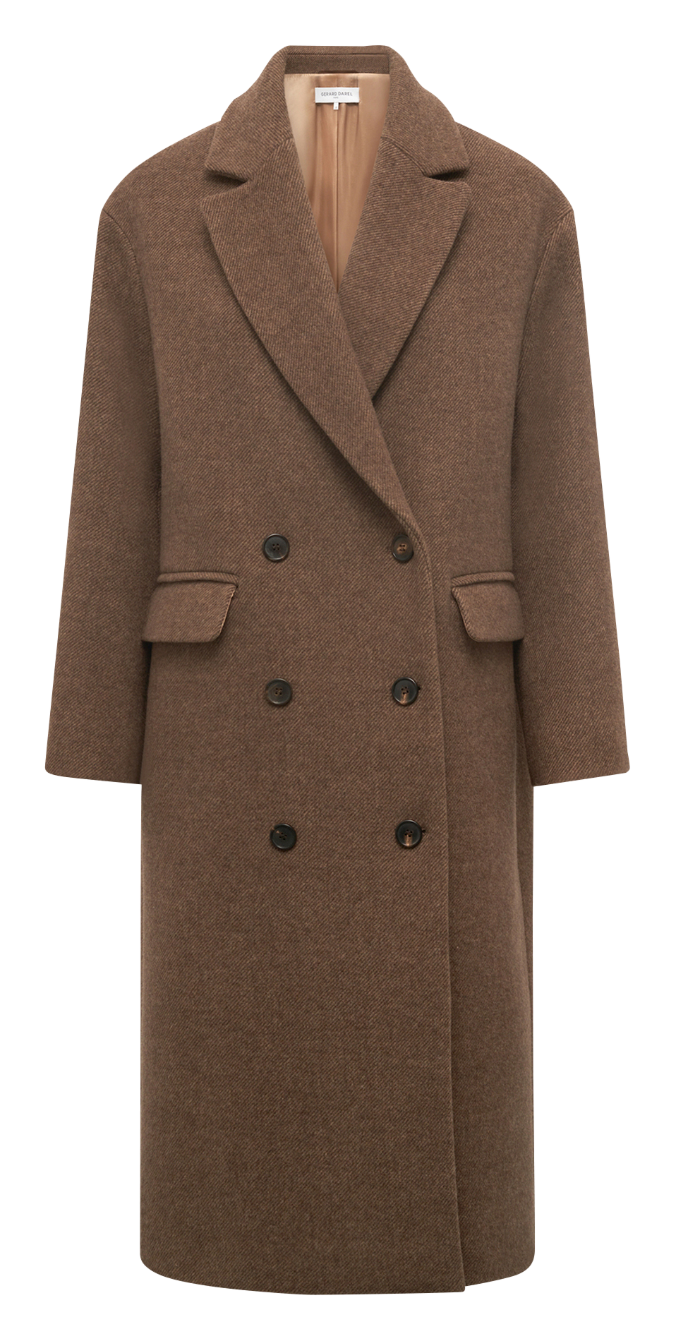 Langer einfarbiger Knopfmantel GERARD DAREL Braun