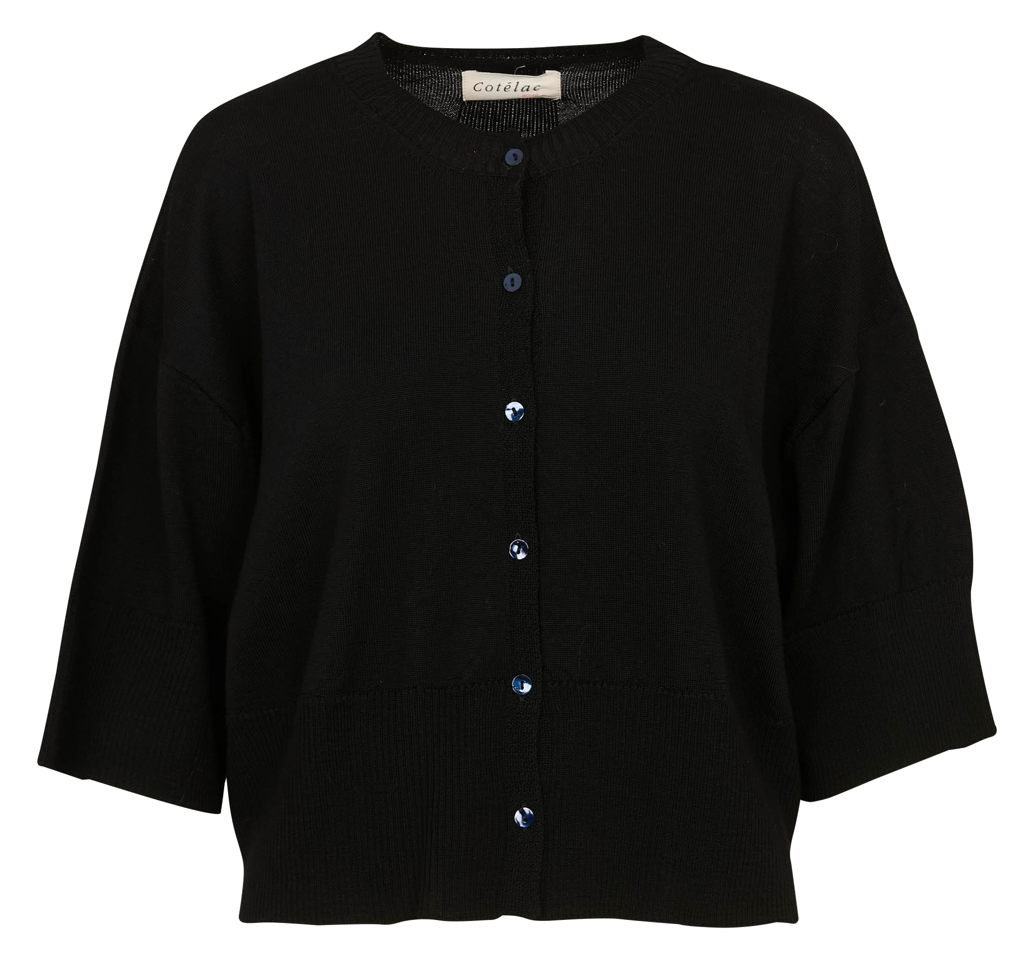 Strickjacke aus Wolle mit Rundhalsausschnitt ACOTE Schwarz