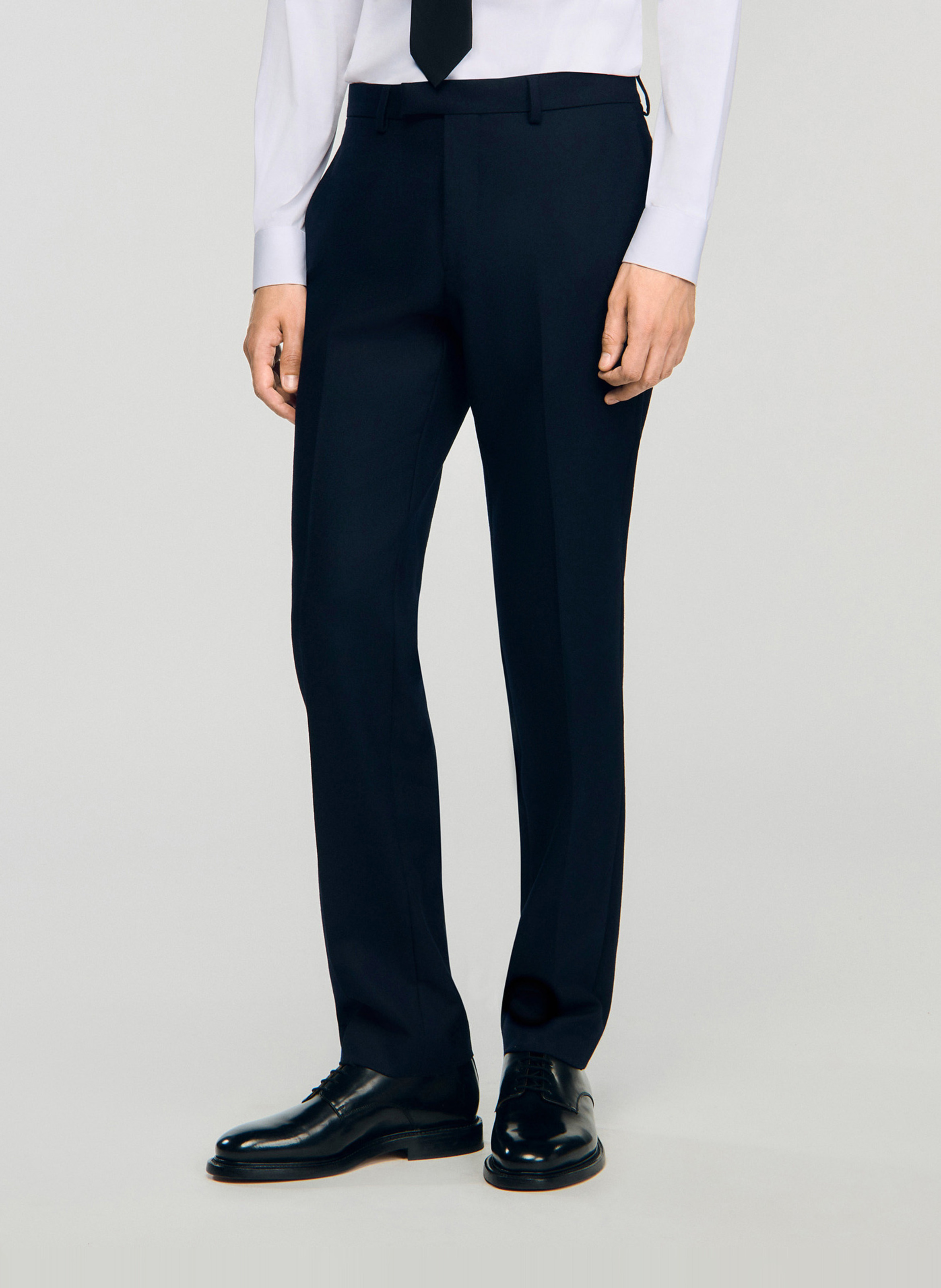 Bundfaltenhose aus Wolle SANDRO Blau