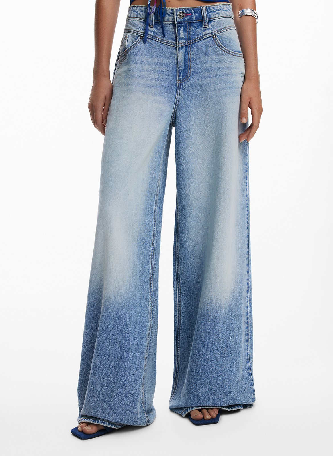 Jean large délavé  DESIGUAL Bleu