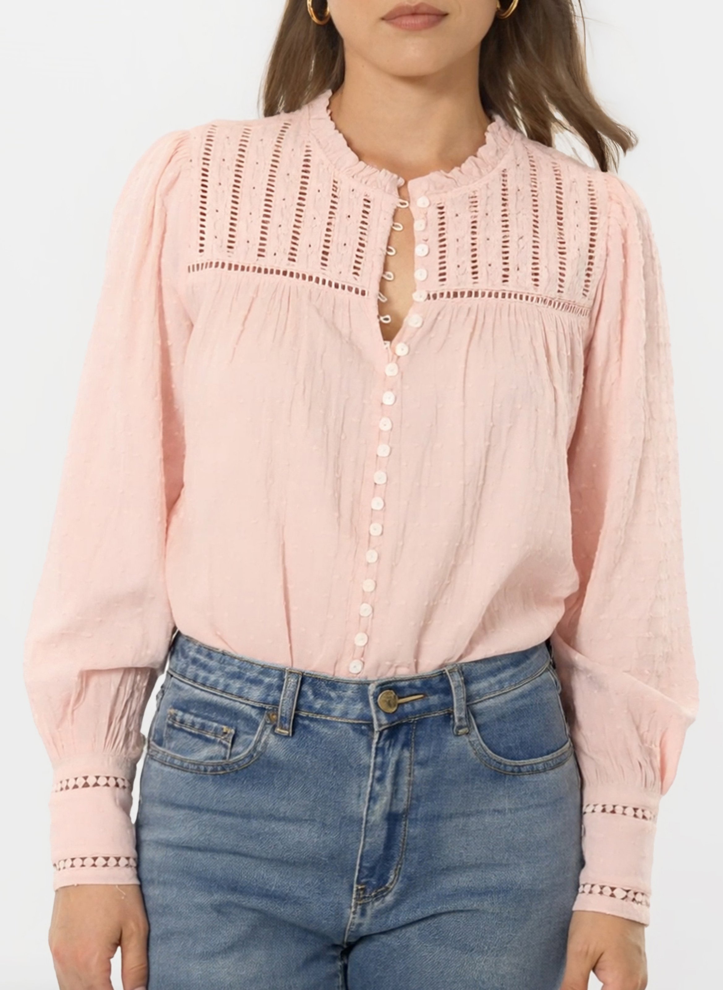 Rechte katoenen blouse KOOKAI Roze