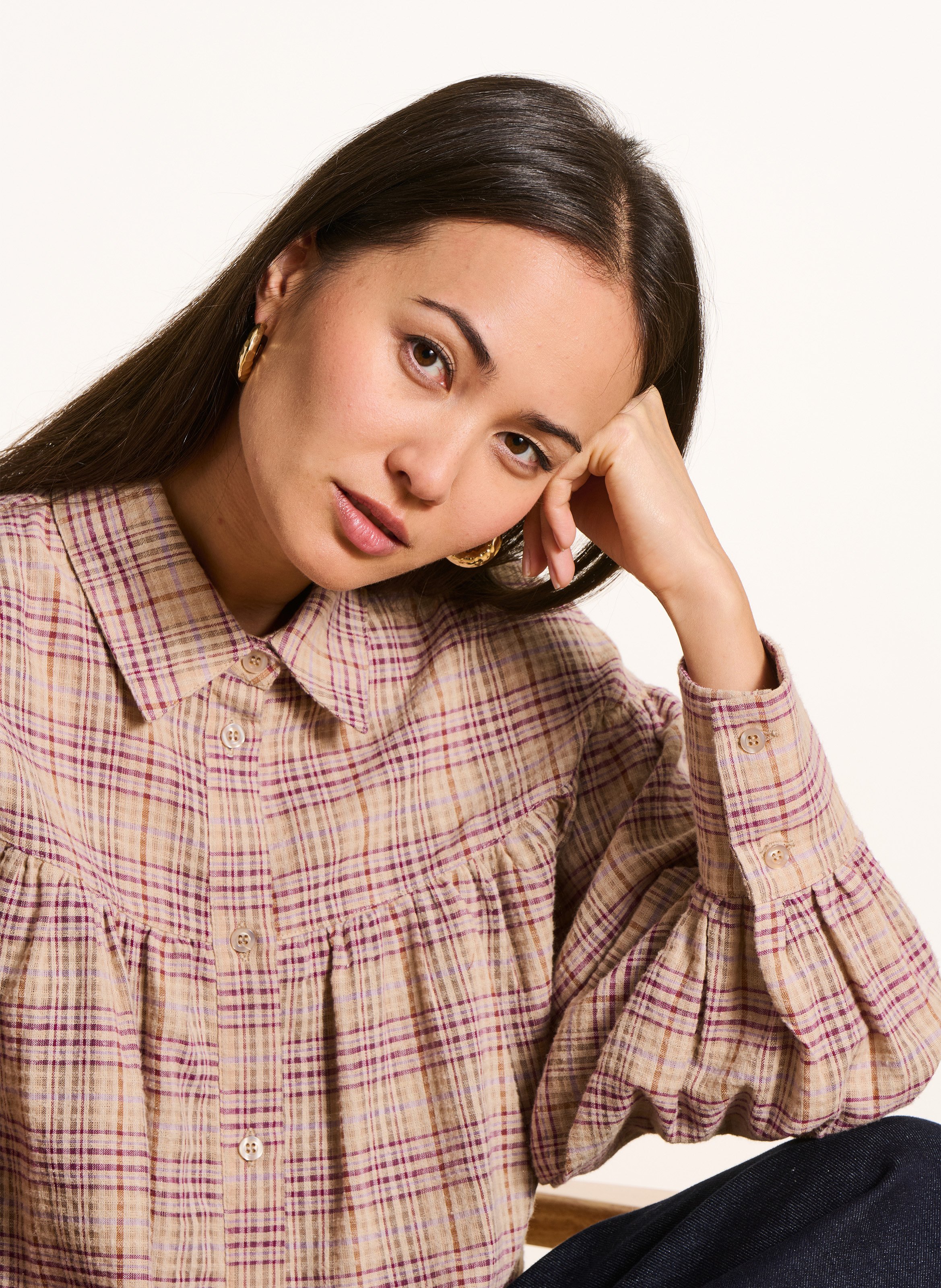 Chemise oversize col classique LA FEE MARABOUTEE Violet