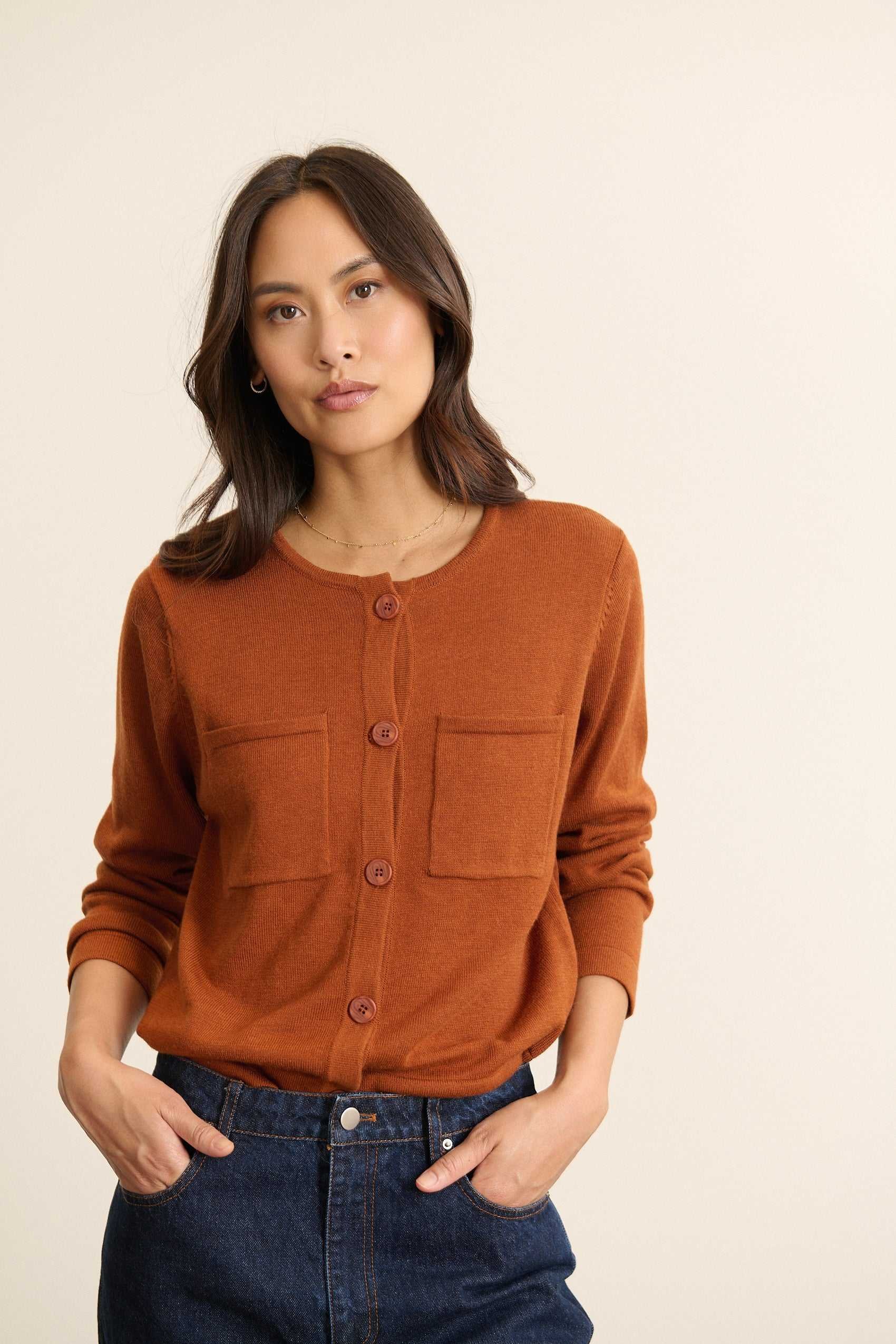 Long-sleeved button-up cardigan GARANCE PARIS Brown