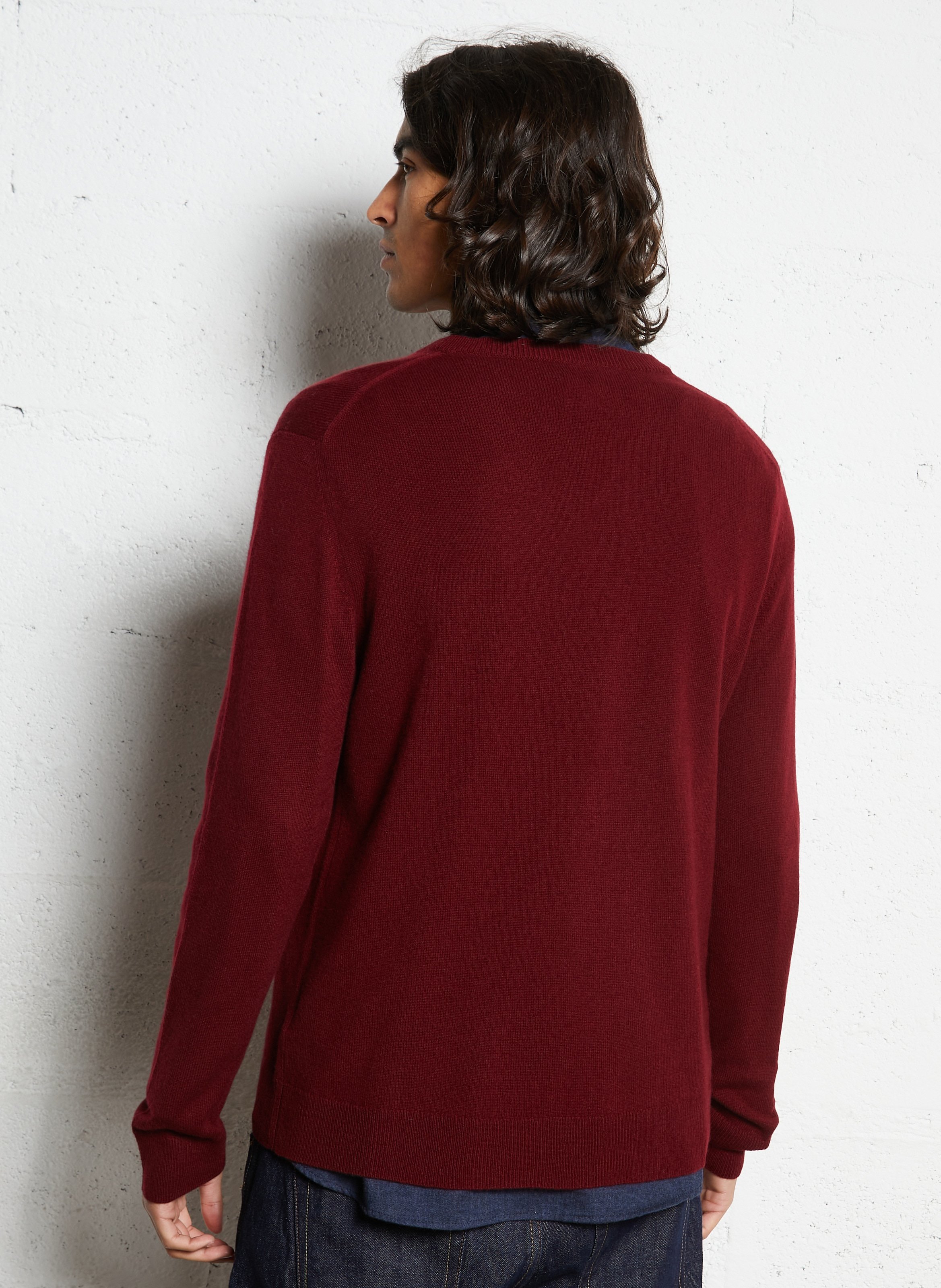 Straight V-neck cashmere sweater AU PRINTEMPS PARIS Purple