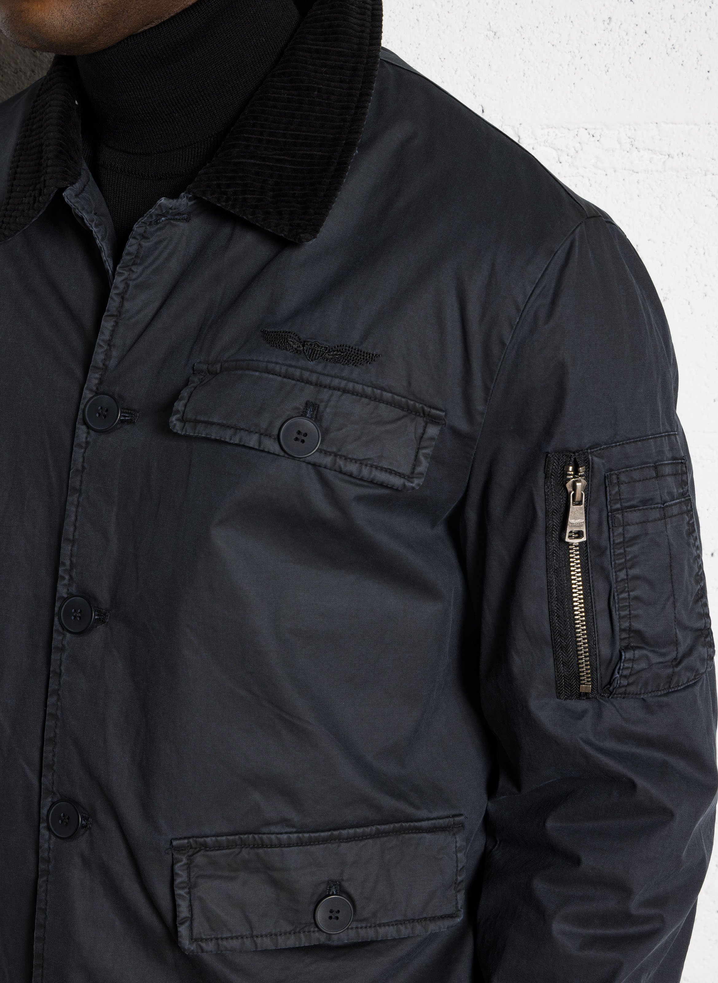 Veste boutonnée à col revers velours côtelé BOMBERS ORIGINAL Noir