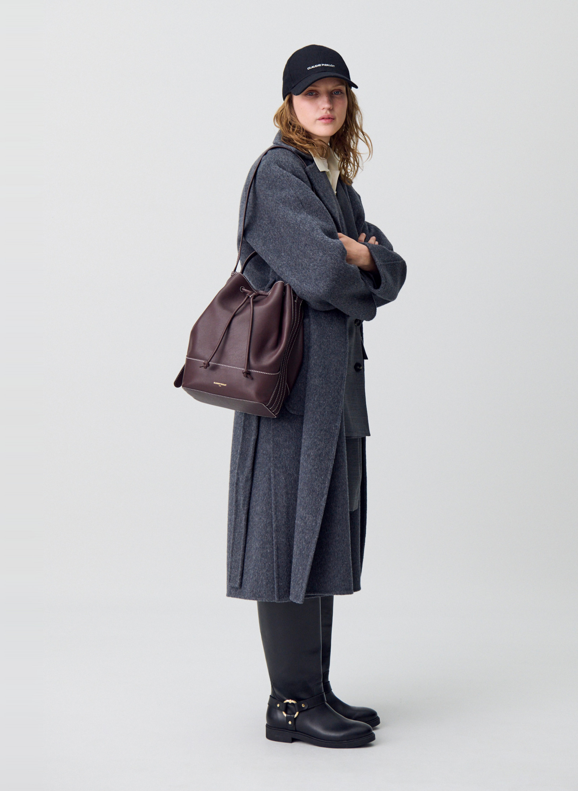 Sac sceau bandoulière en cuir CLAUDIE PIERLOT Rouge