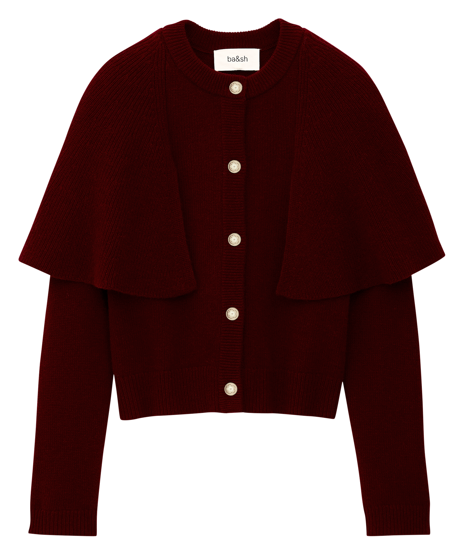 Cardigan boutonné en laine unie BA&SH Prune