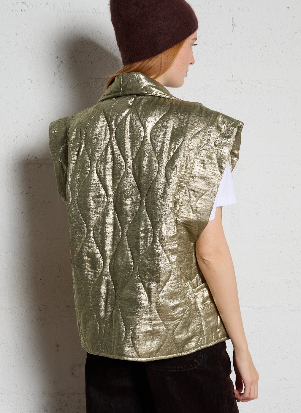 Oversize-Mantel mit Schalkragen in Metallic-Farben AOKYANOS Khaki