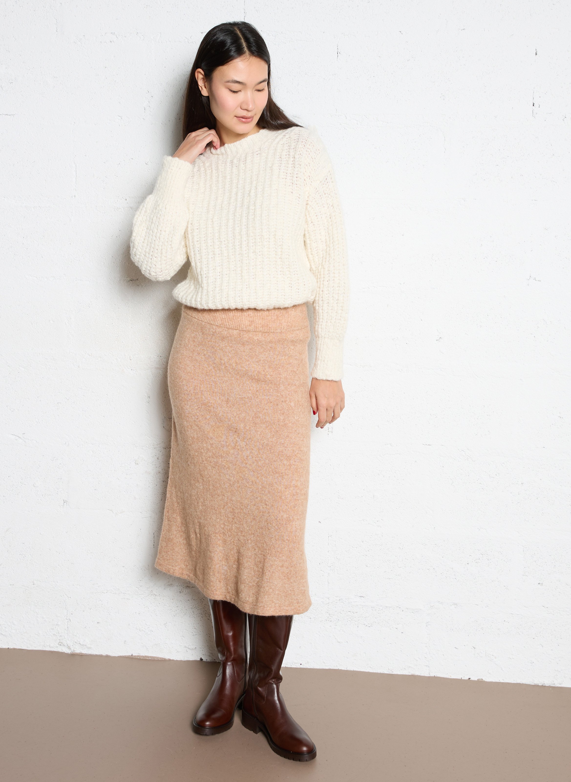 Midirock aus Flanell  LA PETITE ETOILE Braun