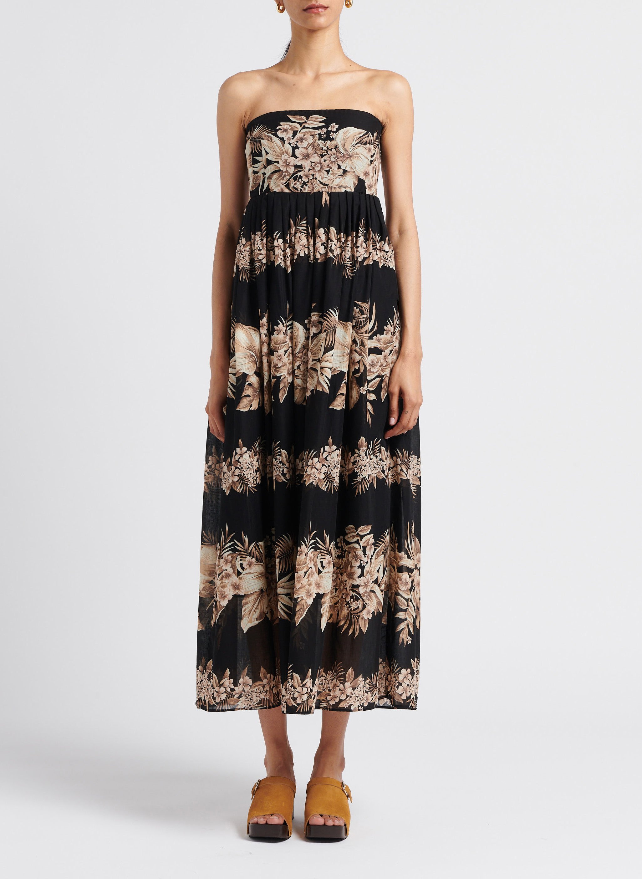 Strapless floral print cotton dress TWINSET Multicolored