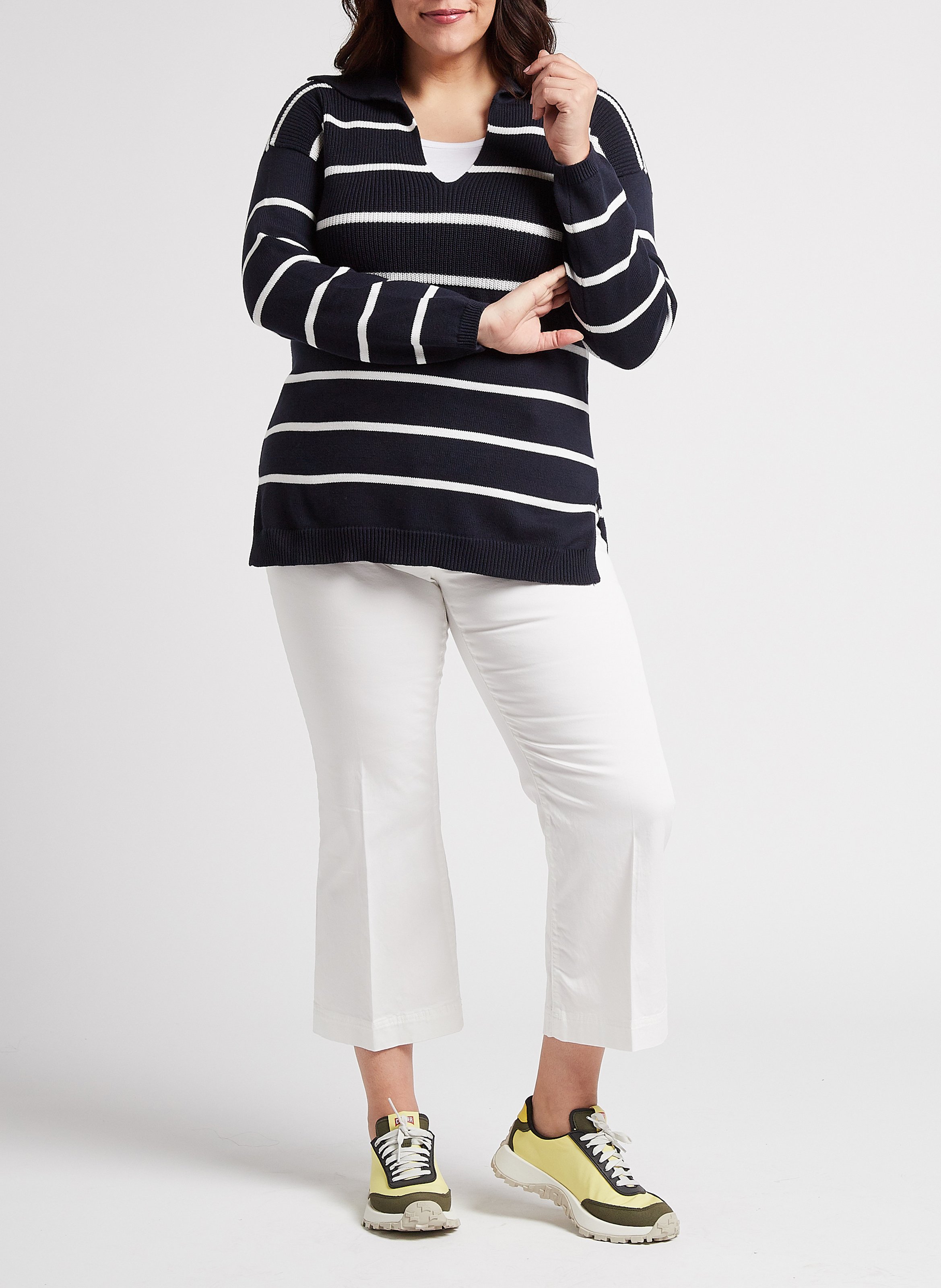 Pantalon droit en coton mélangé  PERSONA by Marina Rinaldi Blanc